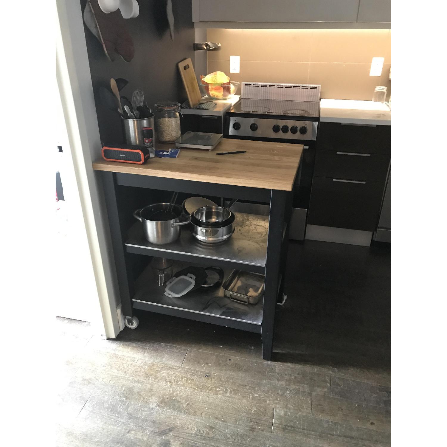 Ikea Stenstorp Oak Kitchen Cart in Black-Brown - image-1