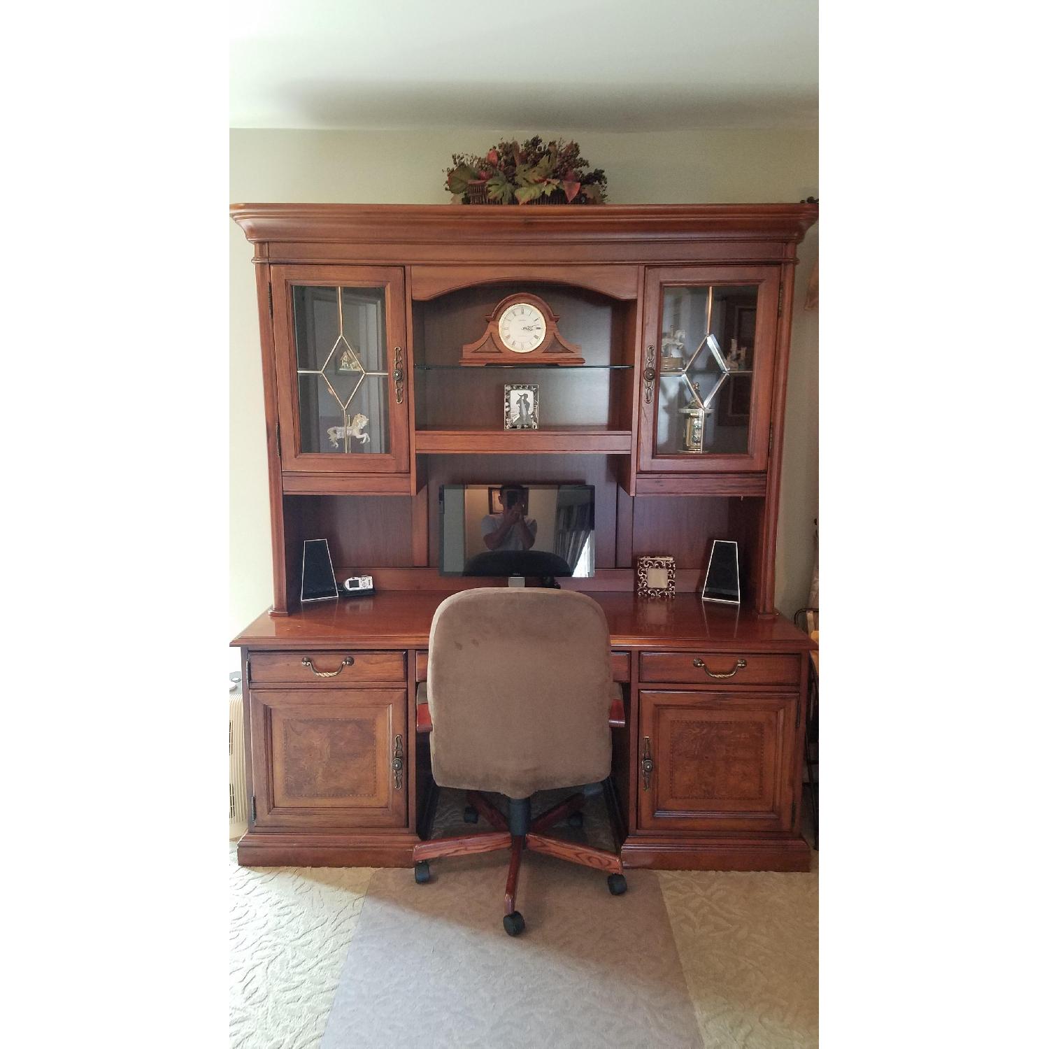 Thomasville Computer Desk w/ Storage Hutch - image-1