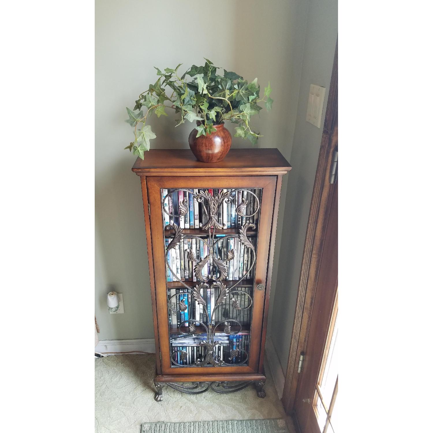 Solid Wood & Wrought Iron Media Storage Cabinet - image-1