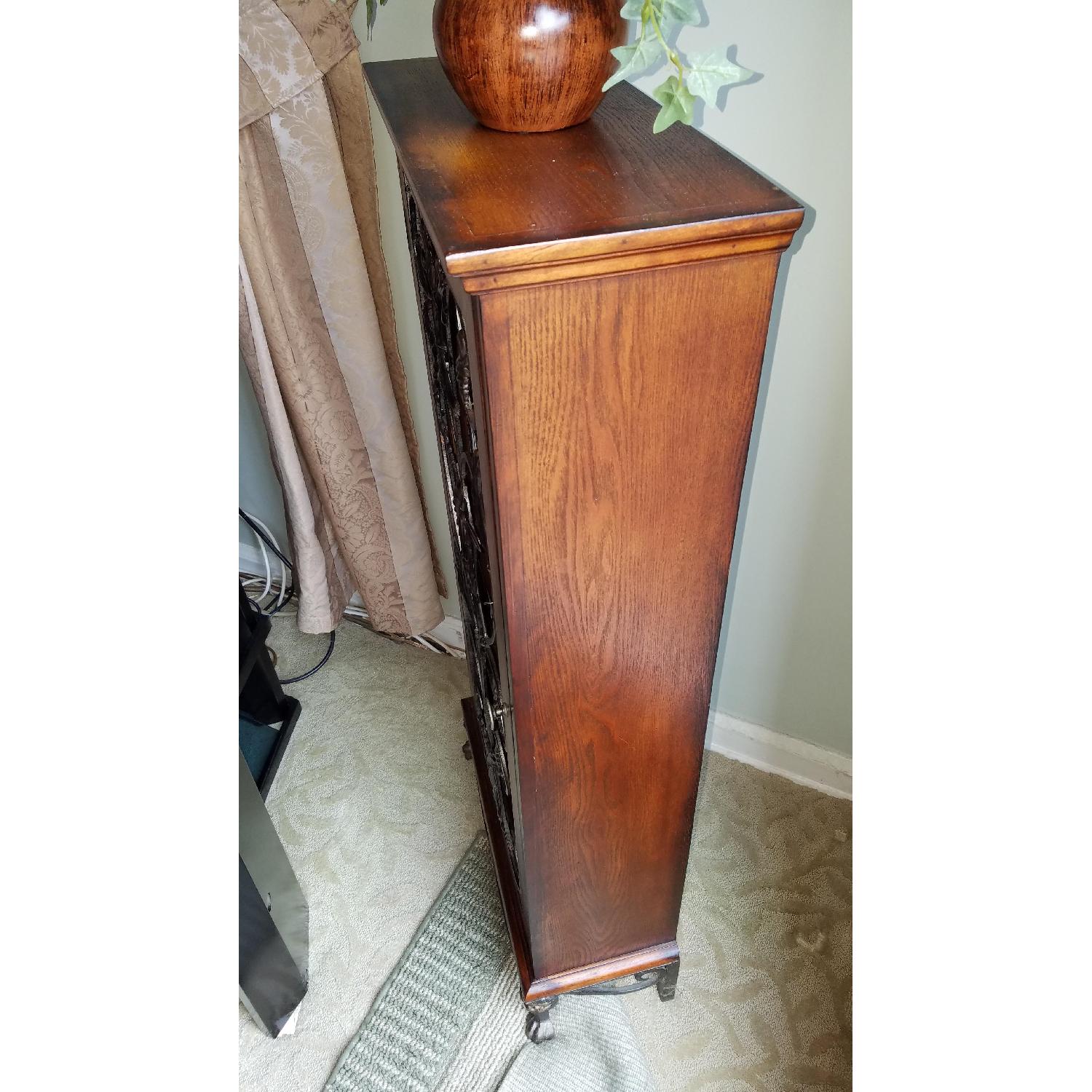 Solid Wood & Wrought Iron Media Storage Cabinet - image-2