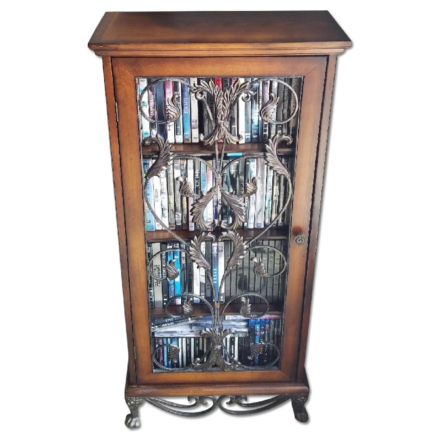 Solid Wood & Wrought Iron Media Storage AptDeco