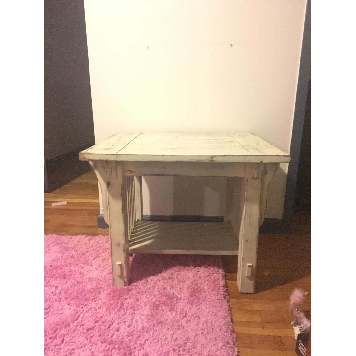 Pottery Barn White Distressed Side Tables - image-1