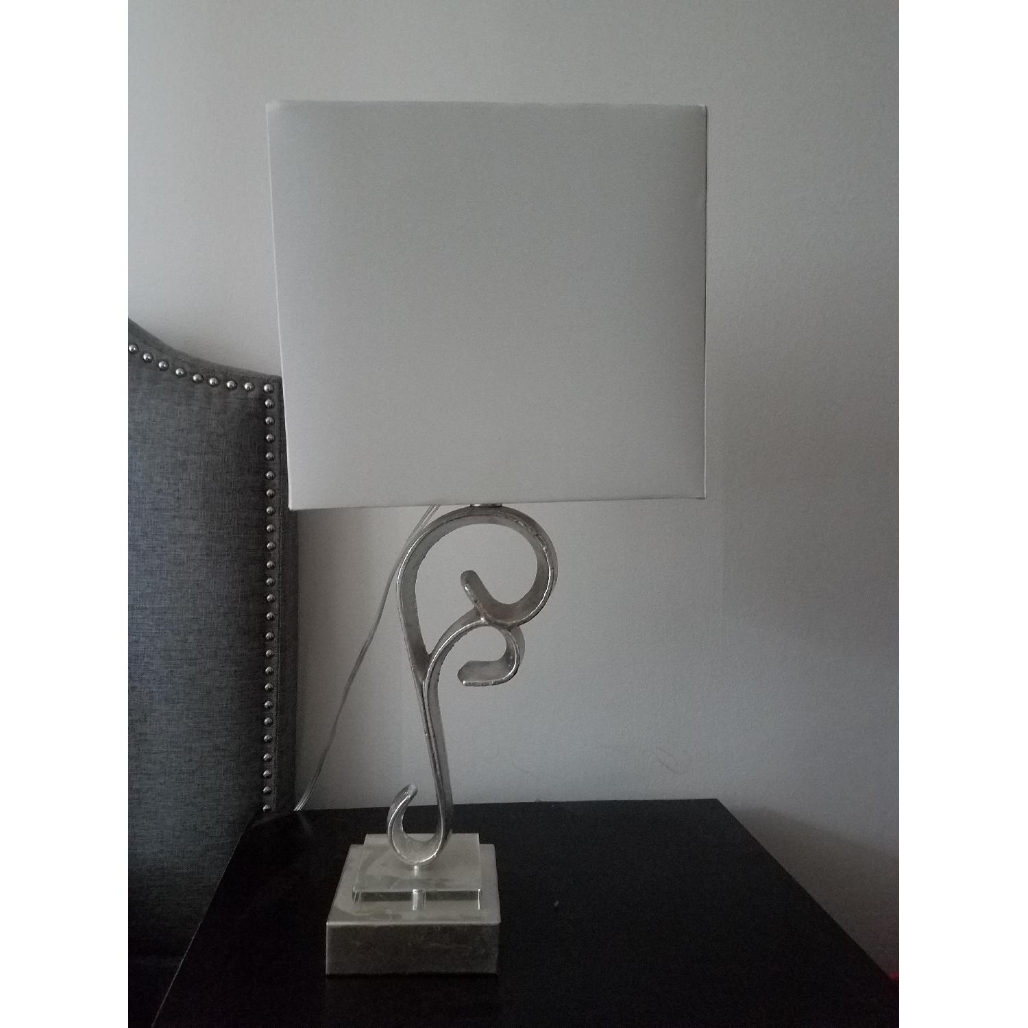 Nicole Miller Silver Base Lamps w/ Square Shades - image-2