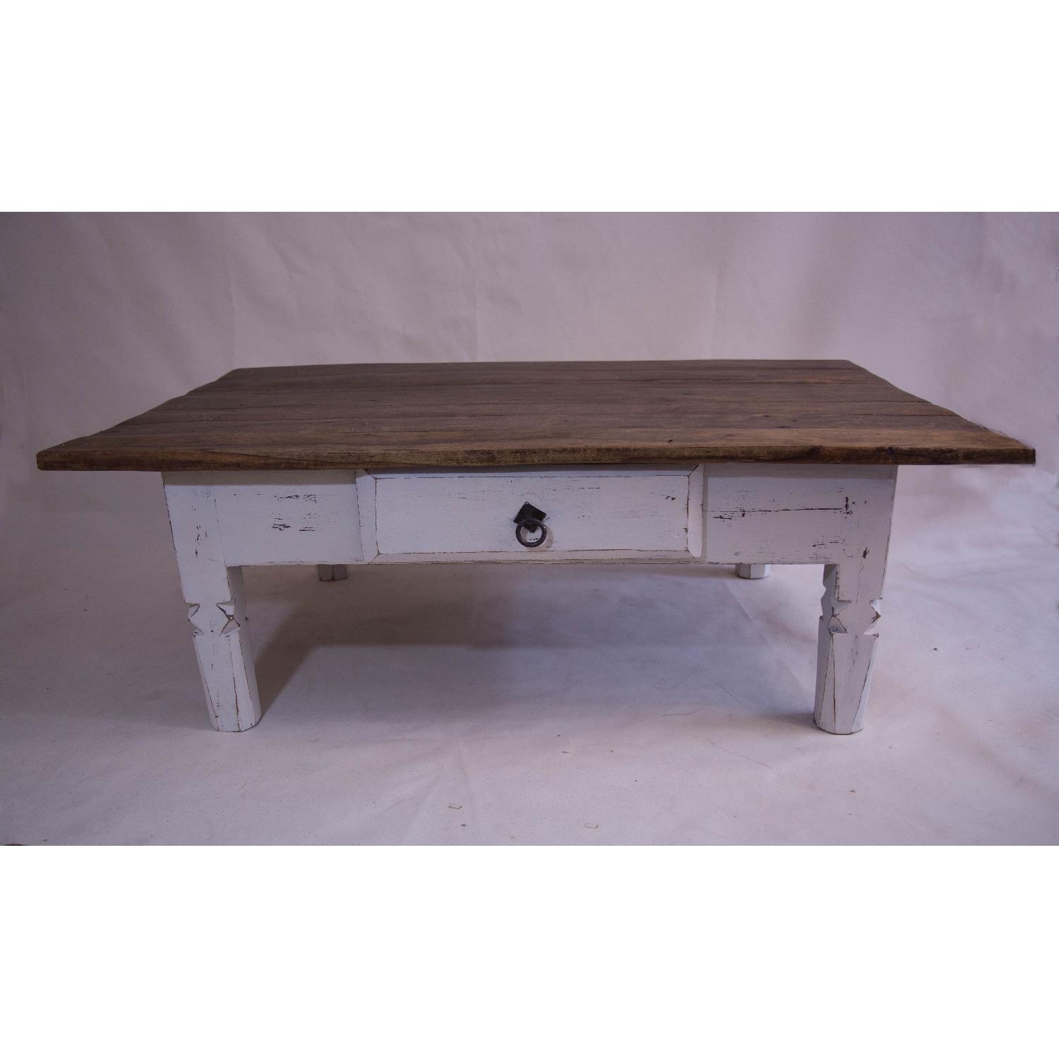 Rustic Wood & White Coffee Table - image-1