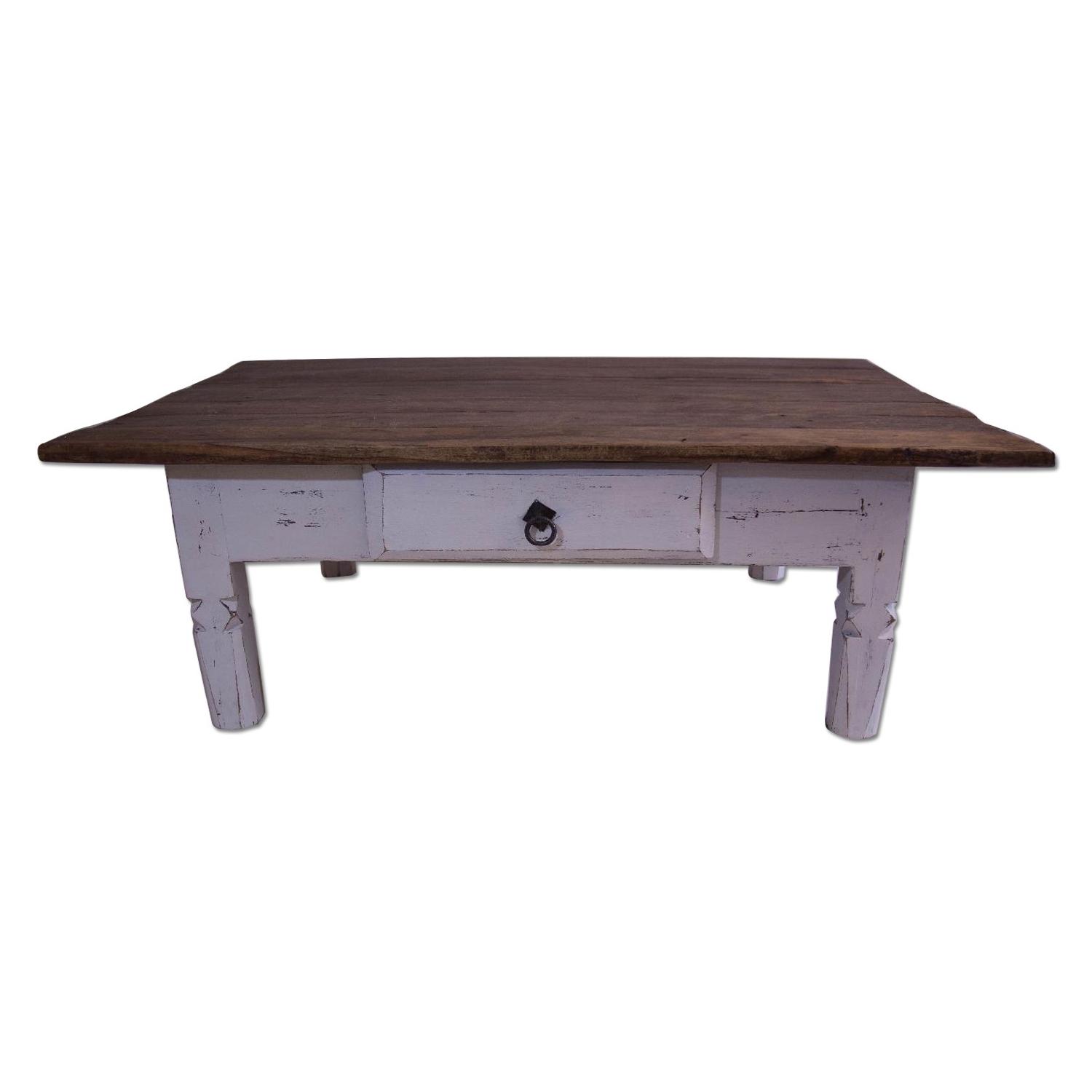 Rustic Wood & White Coffee Table - image-0