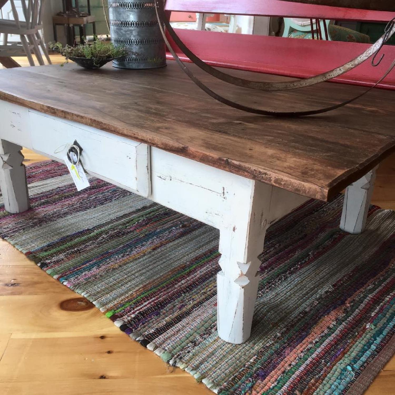 Rustic Wood & White Coffee Table - image-5