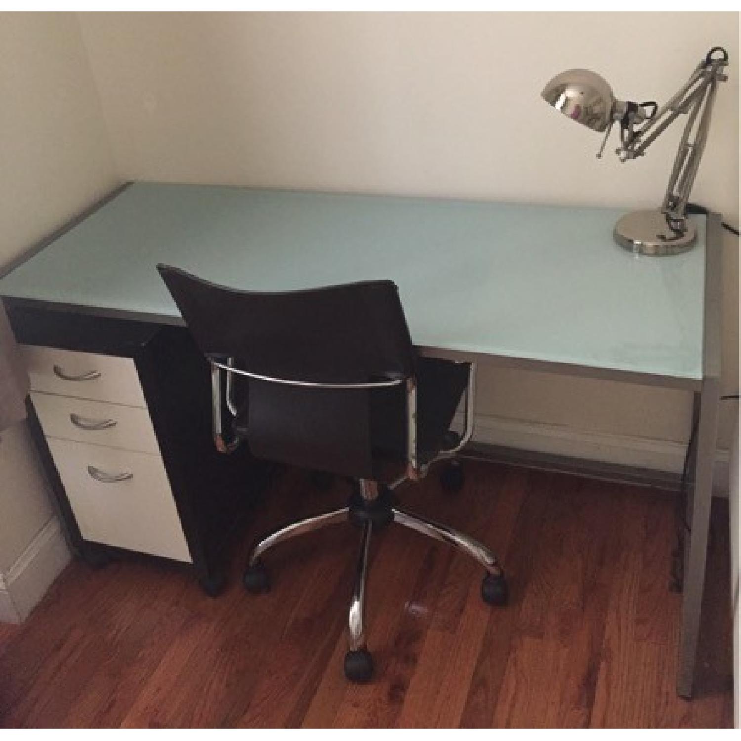 CB2 Trig Frosted Glass Desk/Console Table - image-2