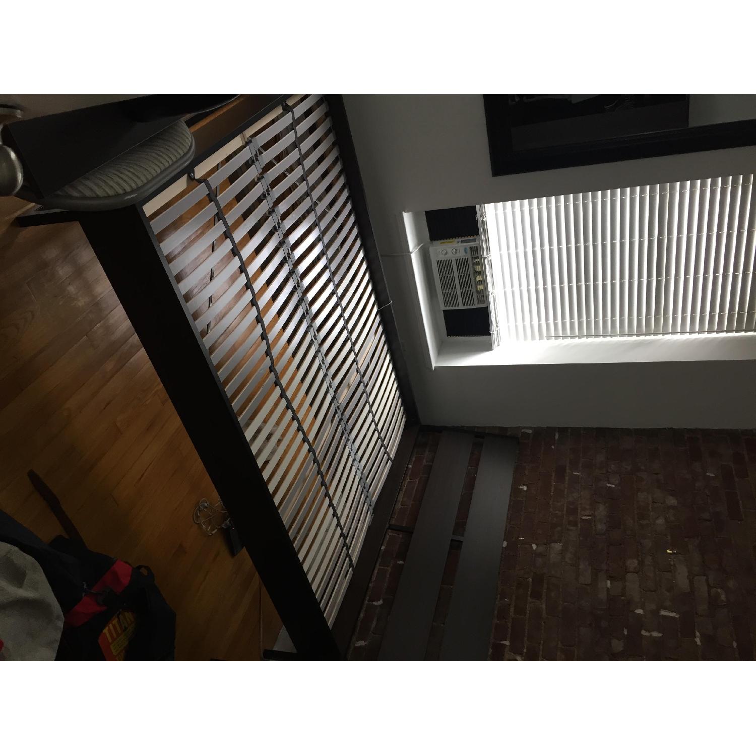 Ikea Trysil Dark Brown Wood & Black Metal Queen Bed Frame - image-2