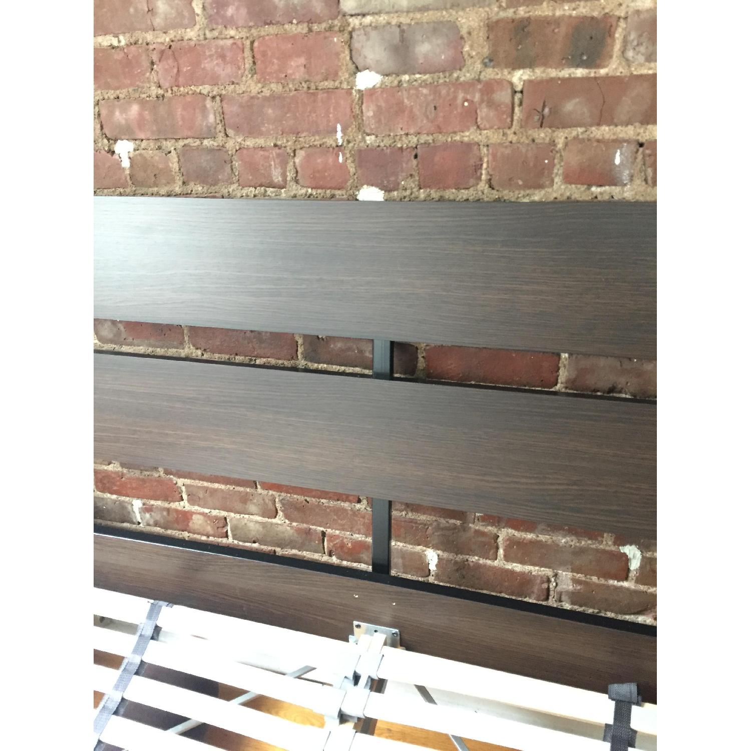 Ikea Trysil Dark Brown Wood & Black Metal Queen Bed Frame - image-3