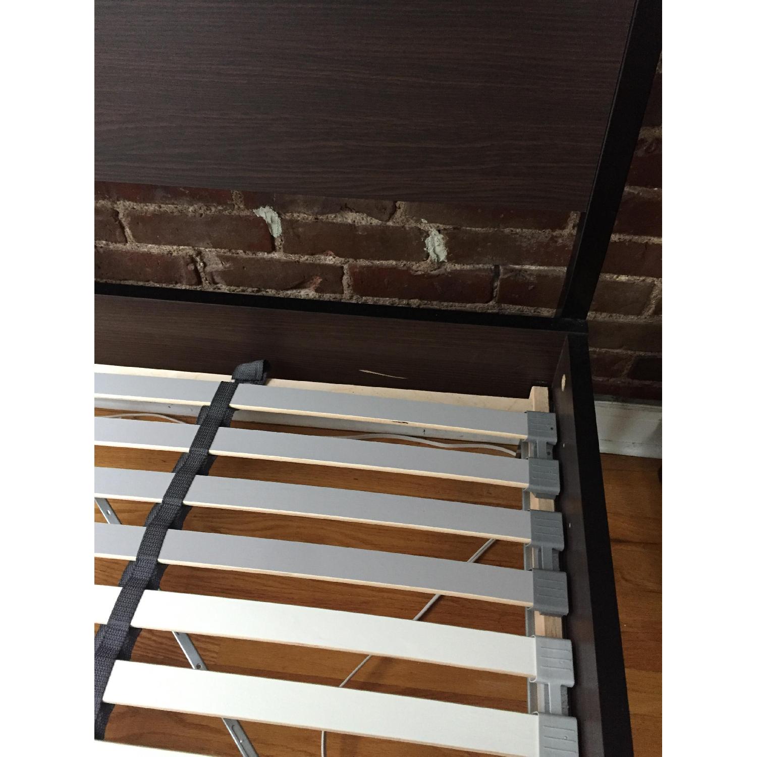 Ikea Trysil Dark Brown Wood & Black Metal Queen Bed Frame - image-4