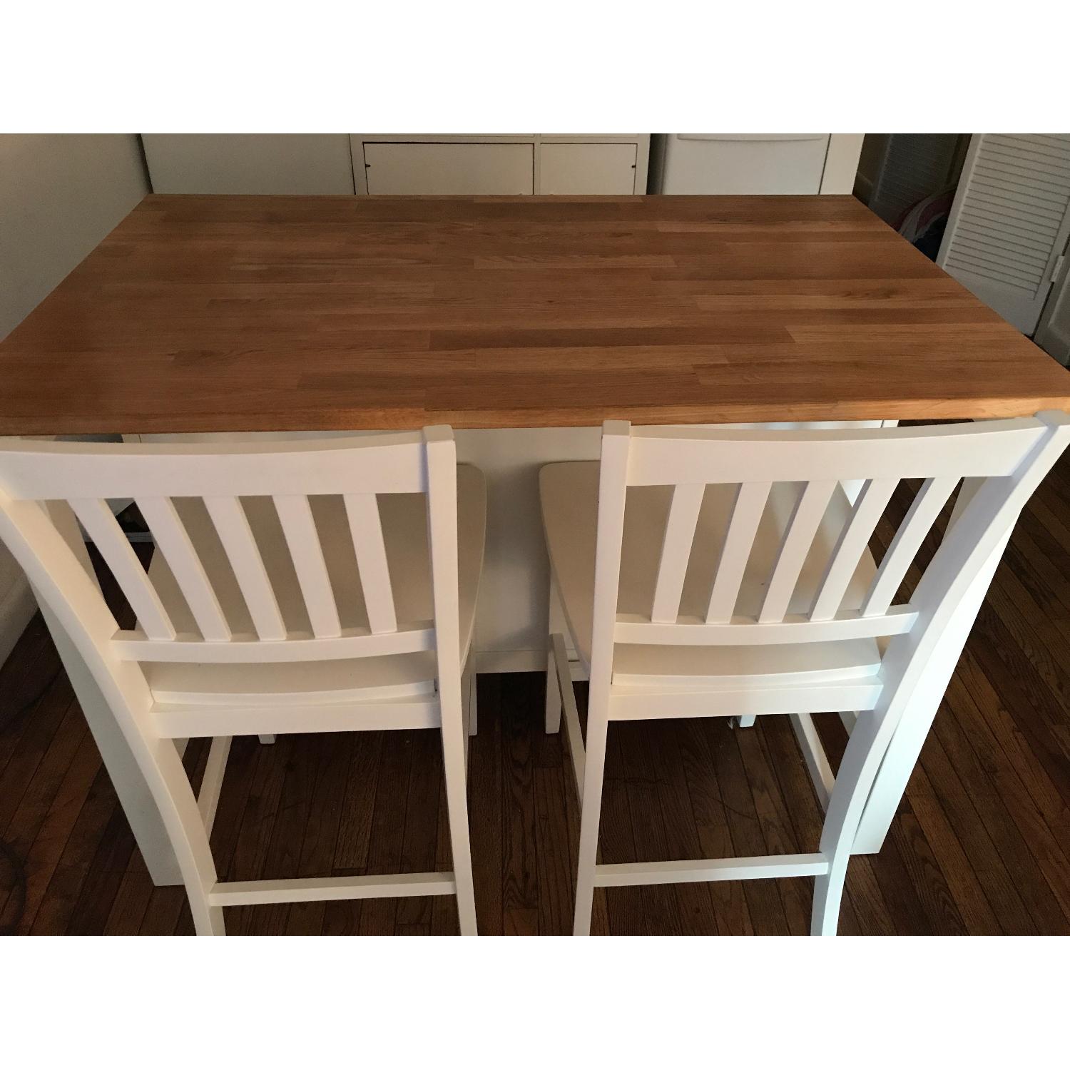 Ikea Stenstorp White Kitchen Island w/ 2 Bar Stools - image-2
