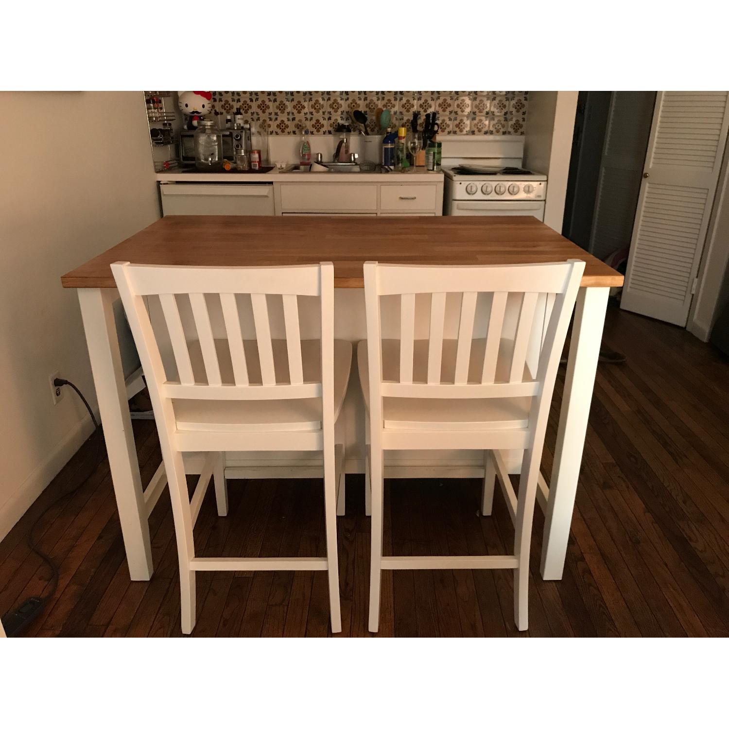 Ikea Stenstorp White Kitchen Island w/ 2 Bar Stools - image-4