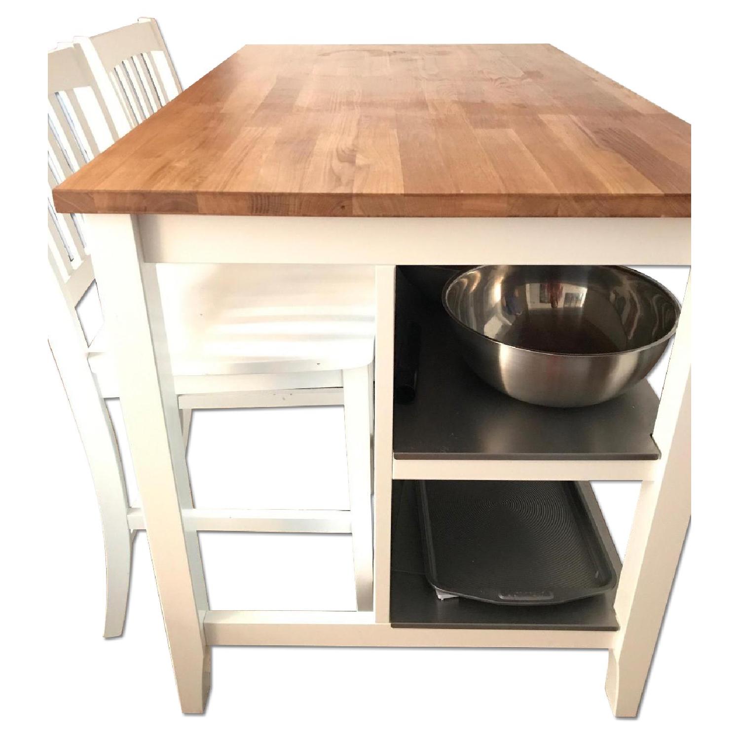 Ikea Stenstorp White Kitchen Island w/ 2 Bar Stools - image-6
