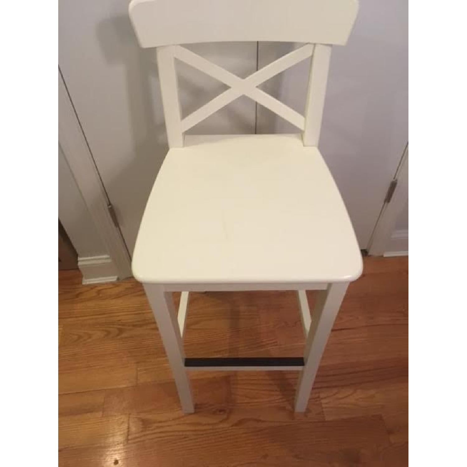 Ikea Ingolf Bar Stools w/ Backrest in White - image-1