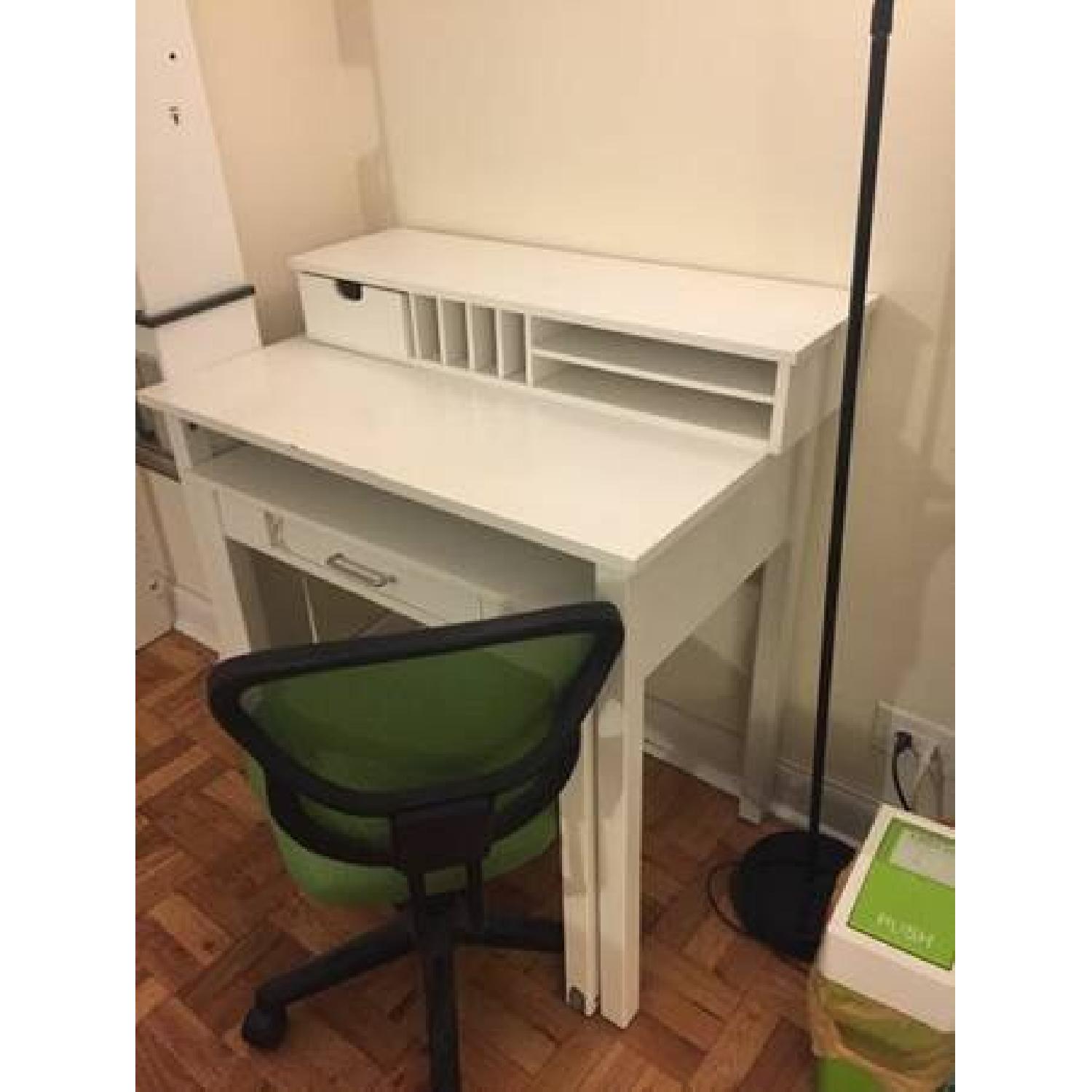 Container Store White Wood Roll Out Desk - AptDeco