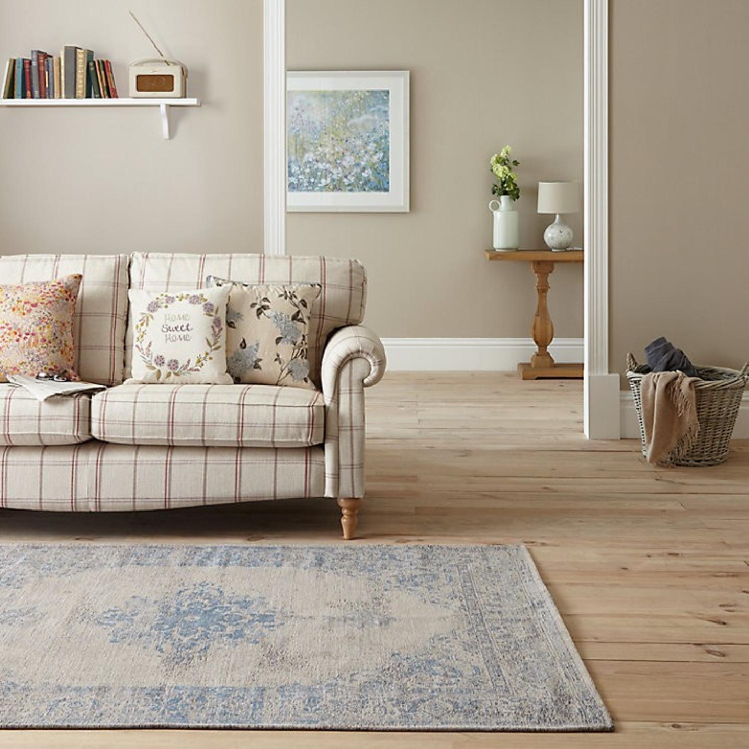 John Lewis Blue Vintage Aesthetic Flat-Weave Rug - image-3