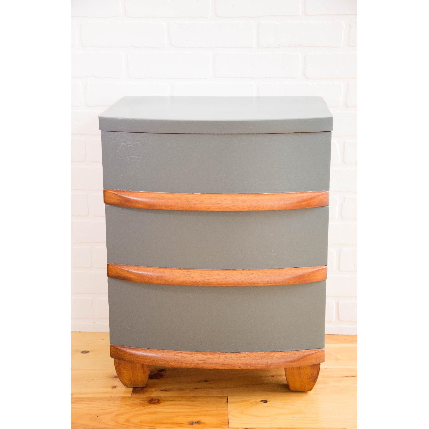 Mid Century Modern Grey Painted Nightstand - image-1