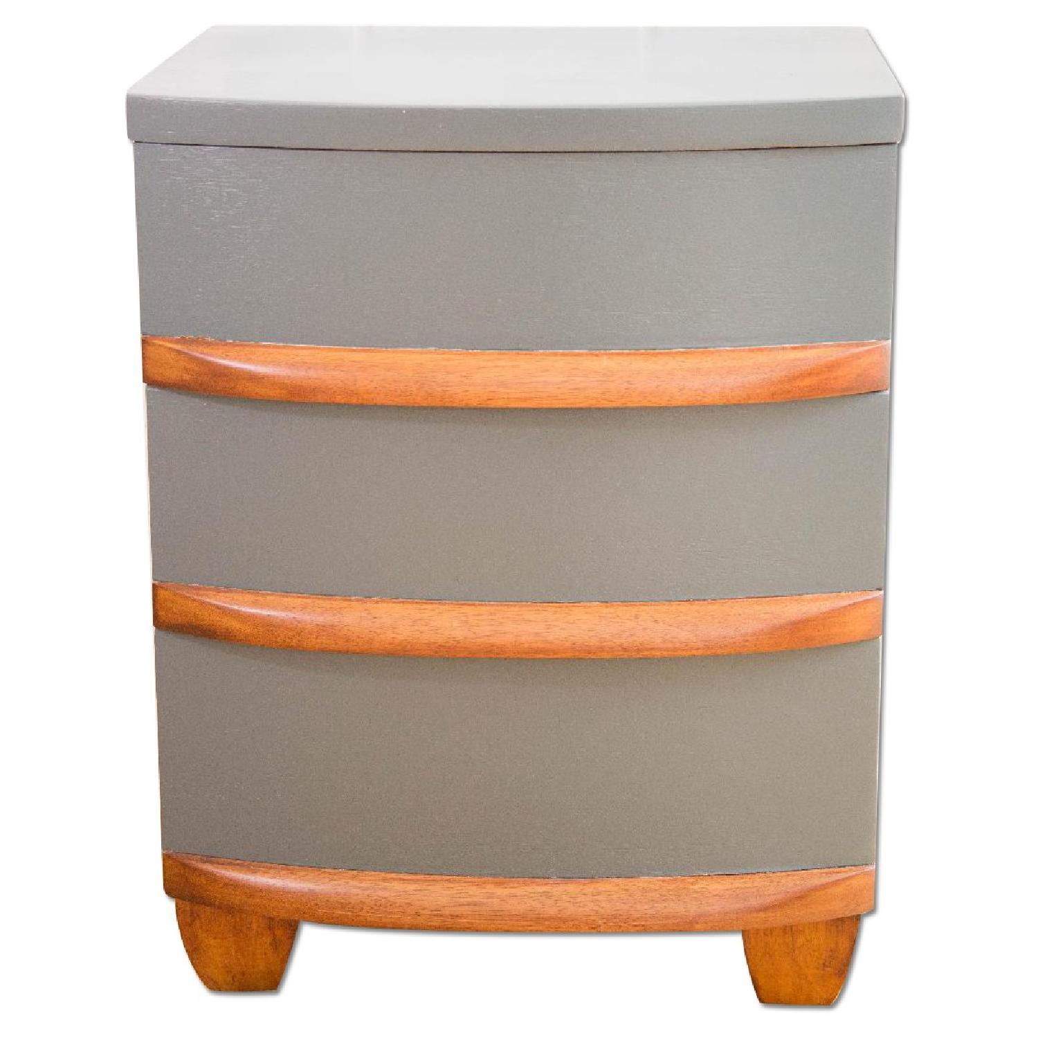 Mid Century Modern Grey Painted Nightstand - image-0