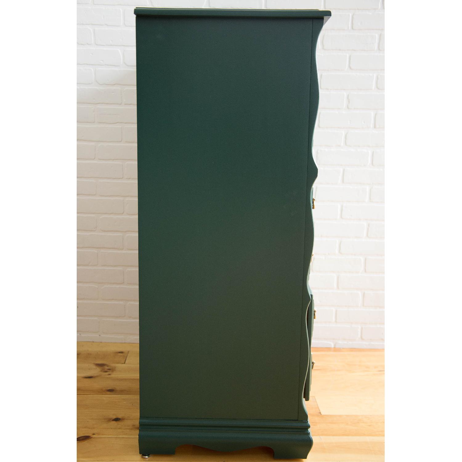 Highboy Chest of Drawers in Forest Green w/ Gold Accent - image-3
