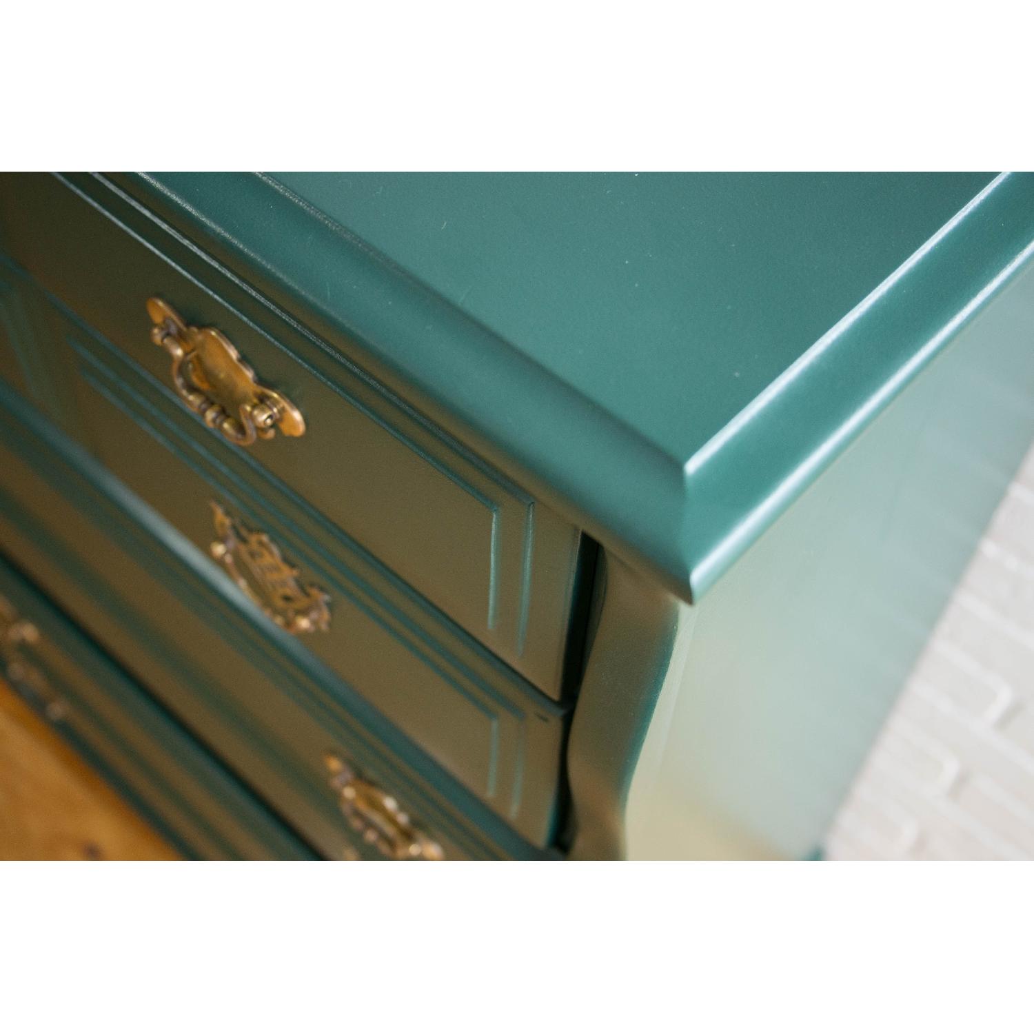 Highboy Chest of Drawers in Forest Green w/ Gold Accent - image-4