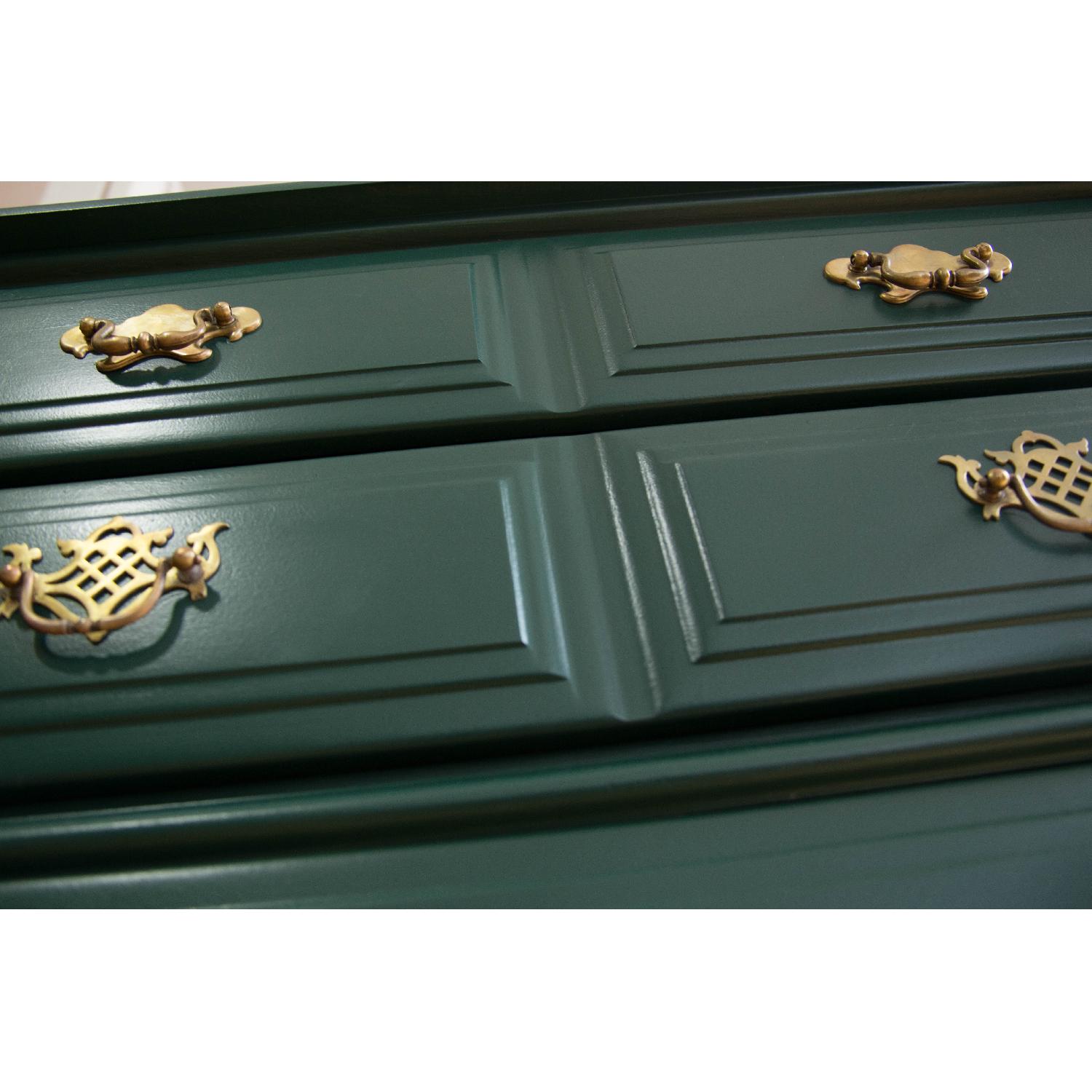 Highboy Chest of Drawers in Forest Green w/ Gold Accent - image-5
