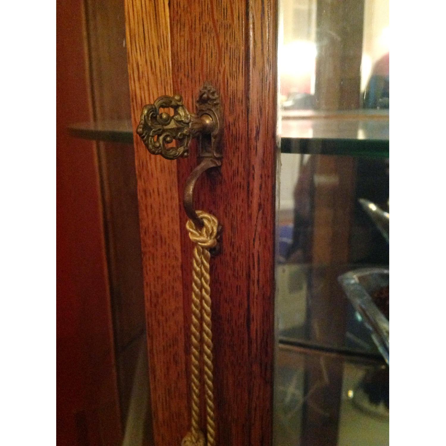Victorian Oak & Curved-Glass Curio Cabinet - image-3