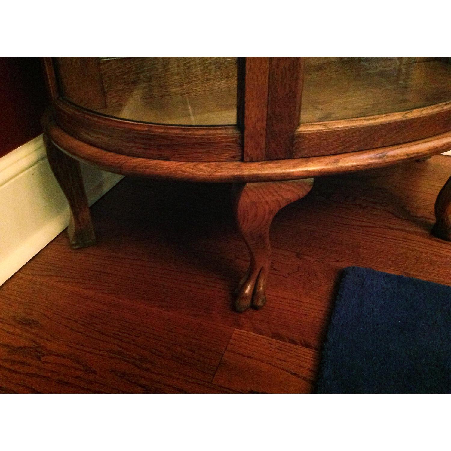 Victorian Oak & Curved-Glass Curio Cabinet - image-4