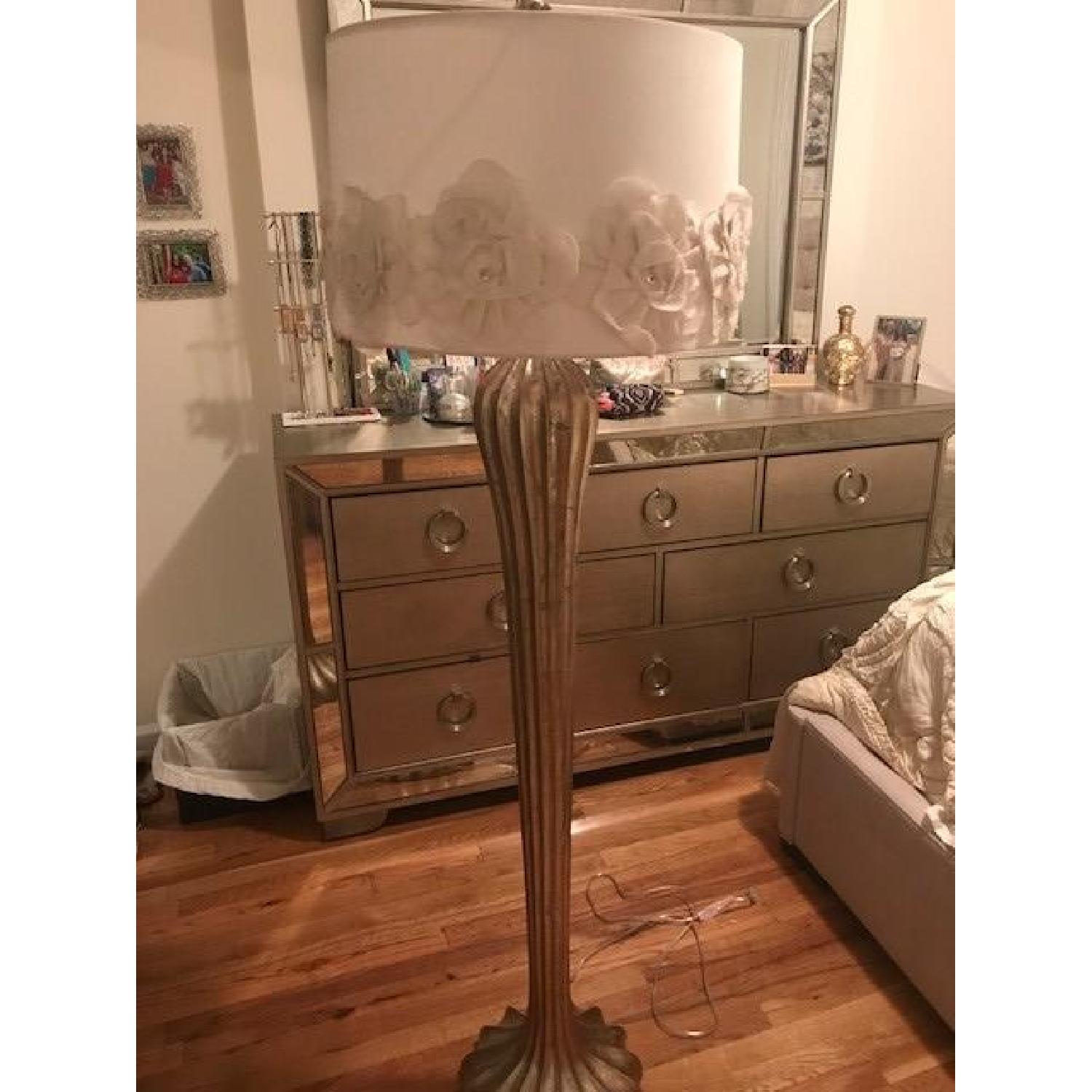 Pier 1 Hayworth Gold Floor Lamp w/ Embellished Shade - image-2