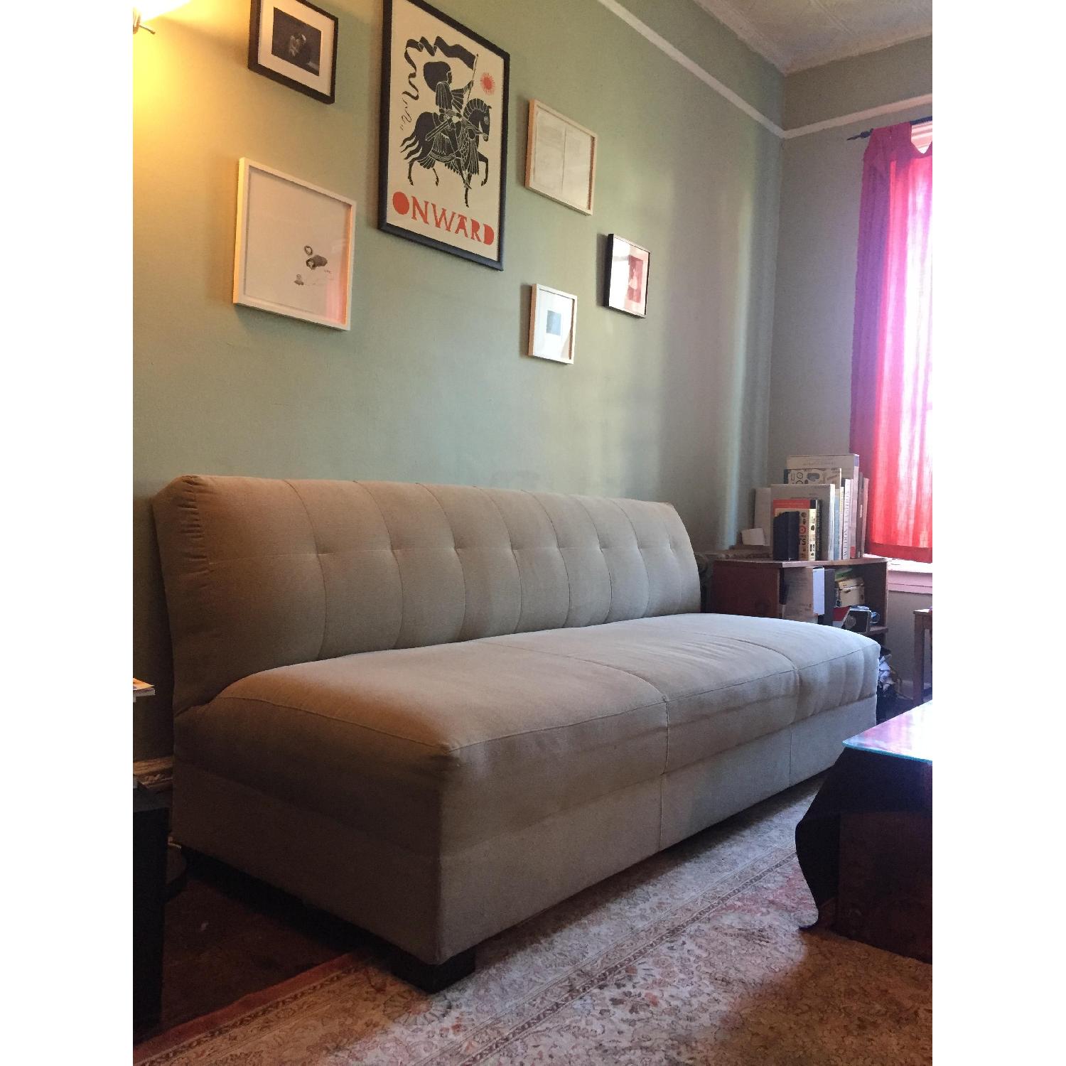 Crate & Barrel Tufted Armless Sofa - image-1