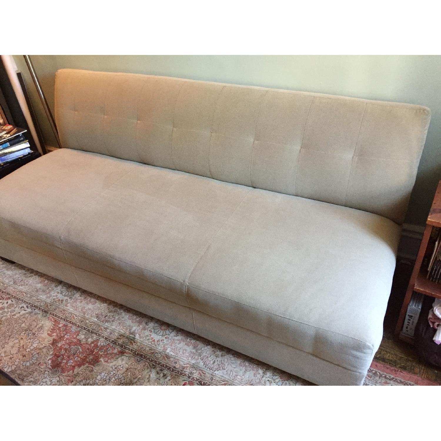 Crate & Barrel Tufted Armless Sofa - image-4