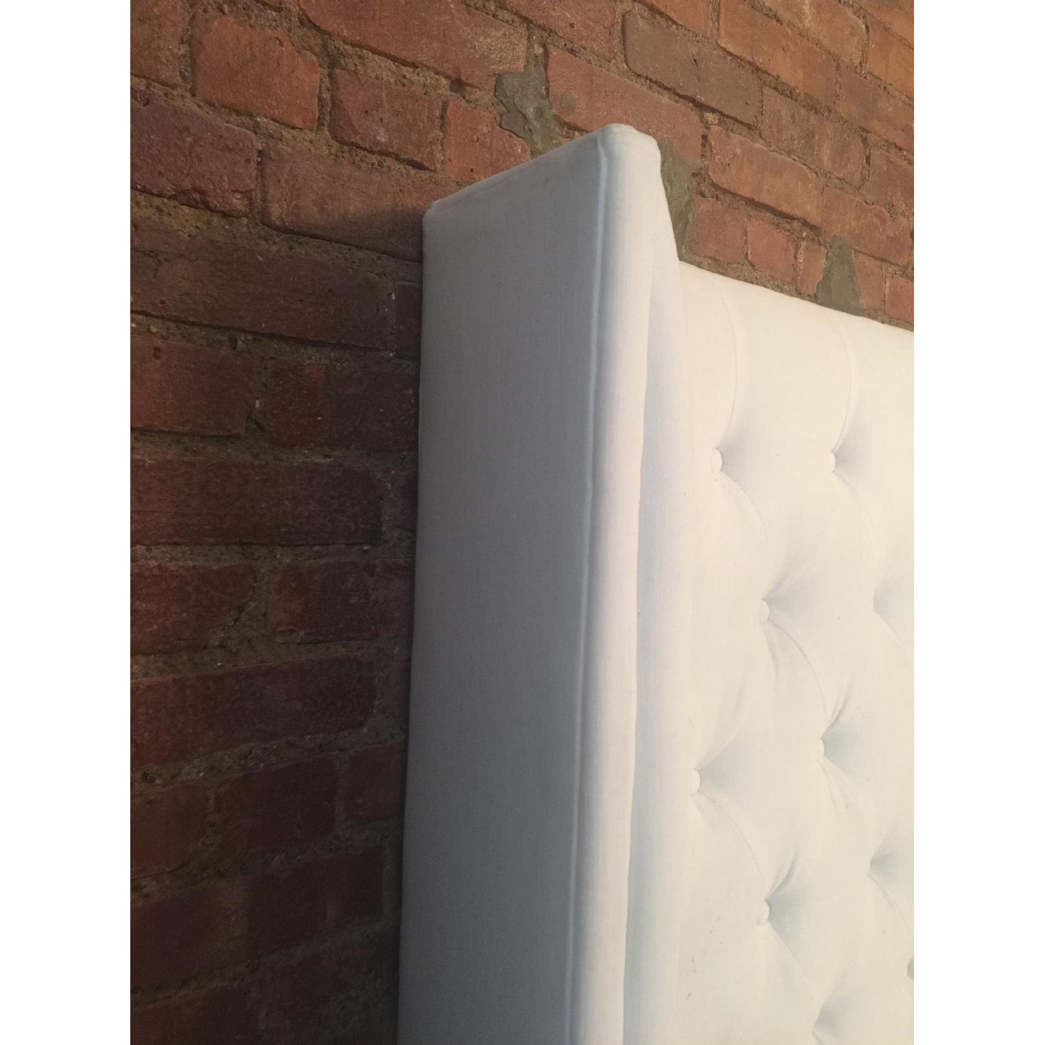 Restoration Hardware White Velvet Tufted King Sized Bed - image-1
