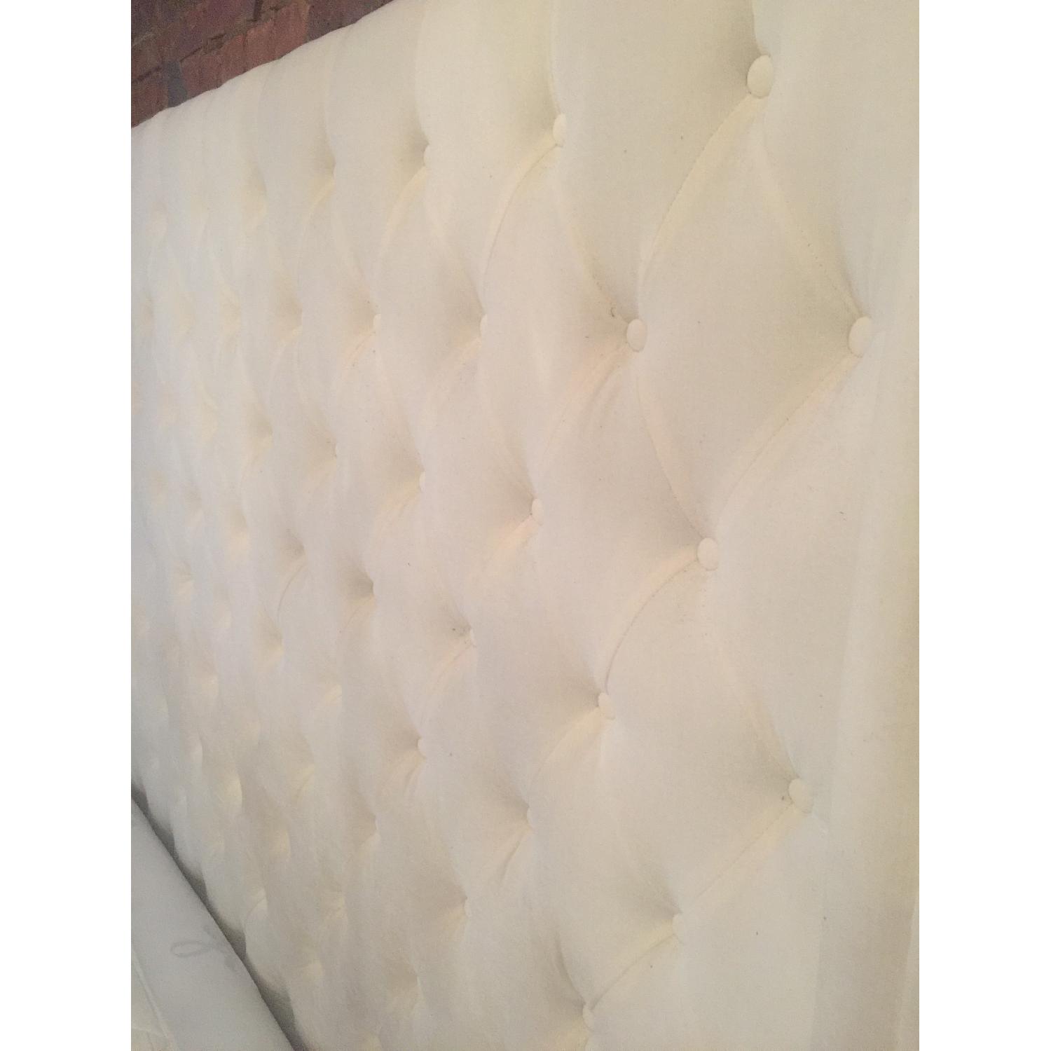 Restoration Hardware White Velvet Tufted King Sized Bed - image-2