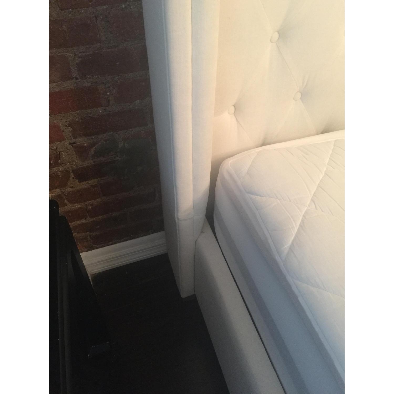 Restoration Hardware White Velvet Tufted King Sized Bed - image-3