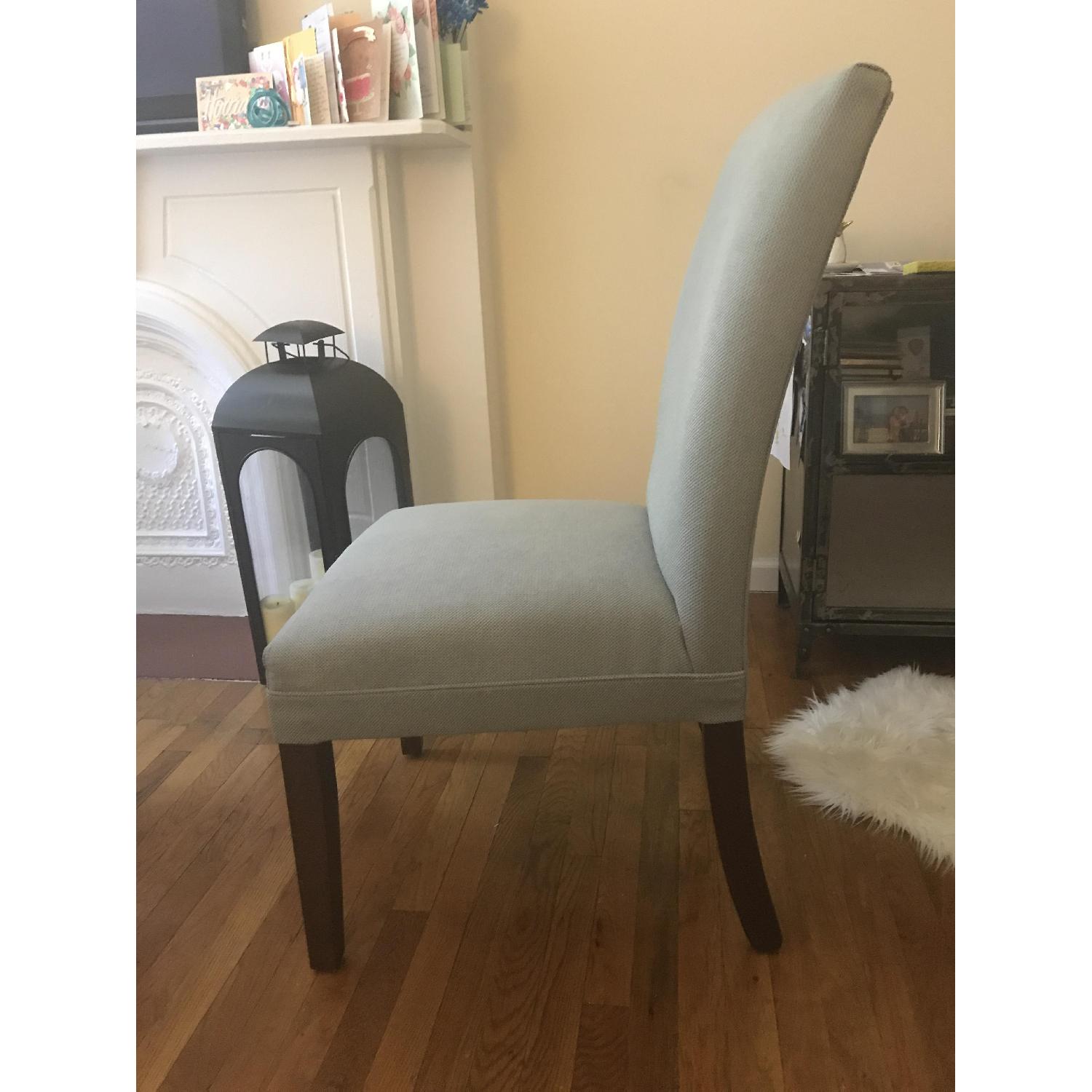 Dark Brown Wood Based Blue Padded Parsons Chairs - image-3
