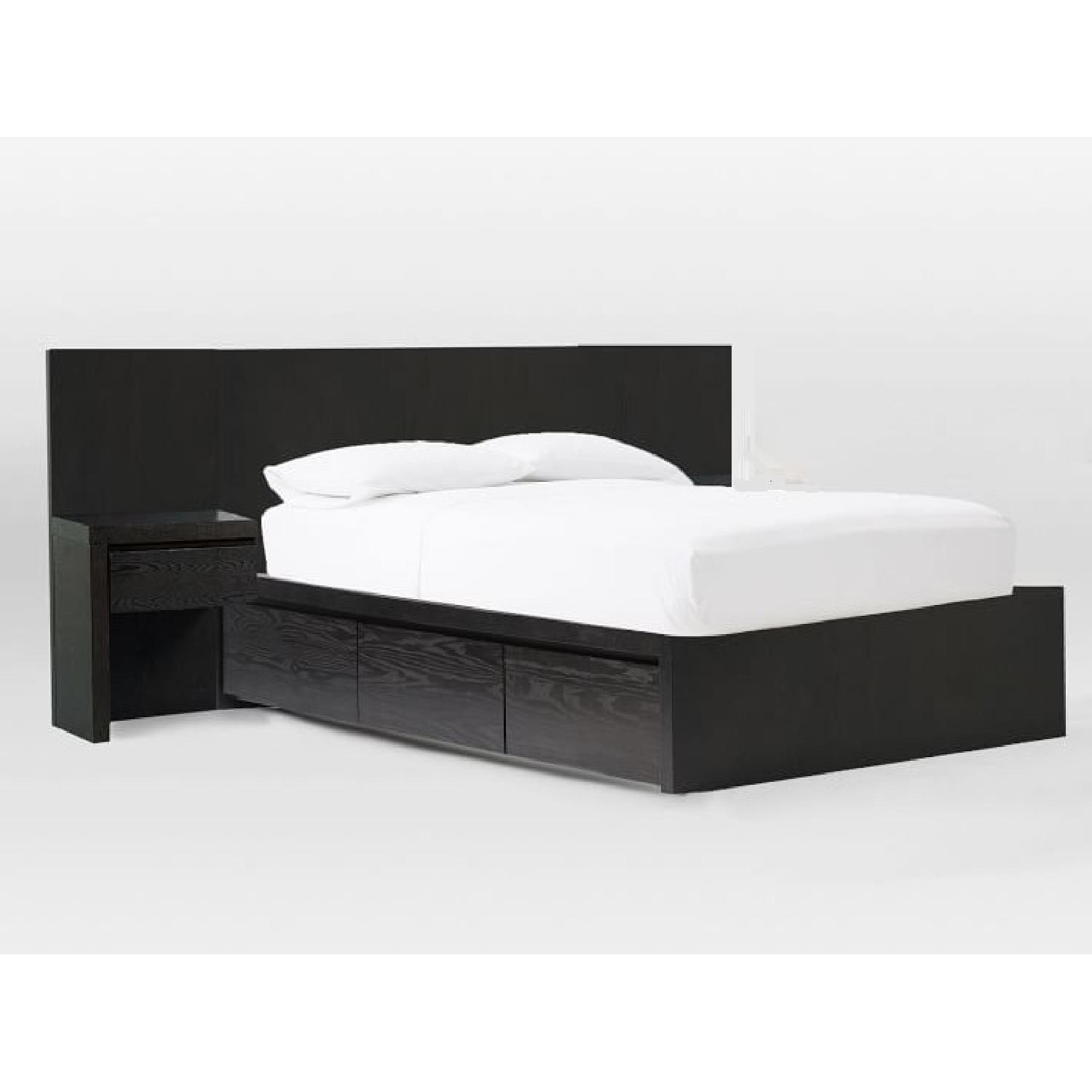 West Elm Storage Platform Bed w/ Left Nightstand AptDeco