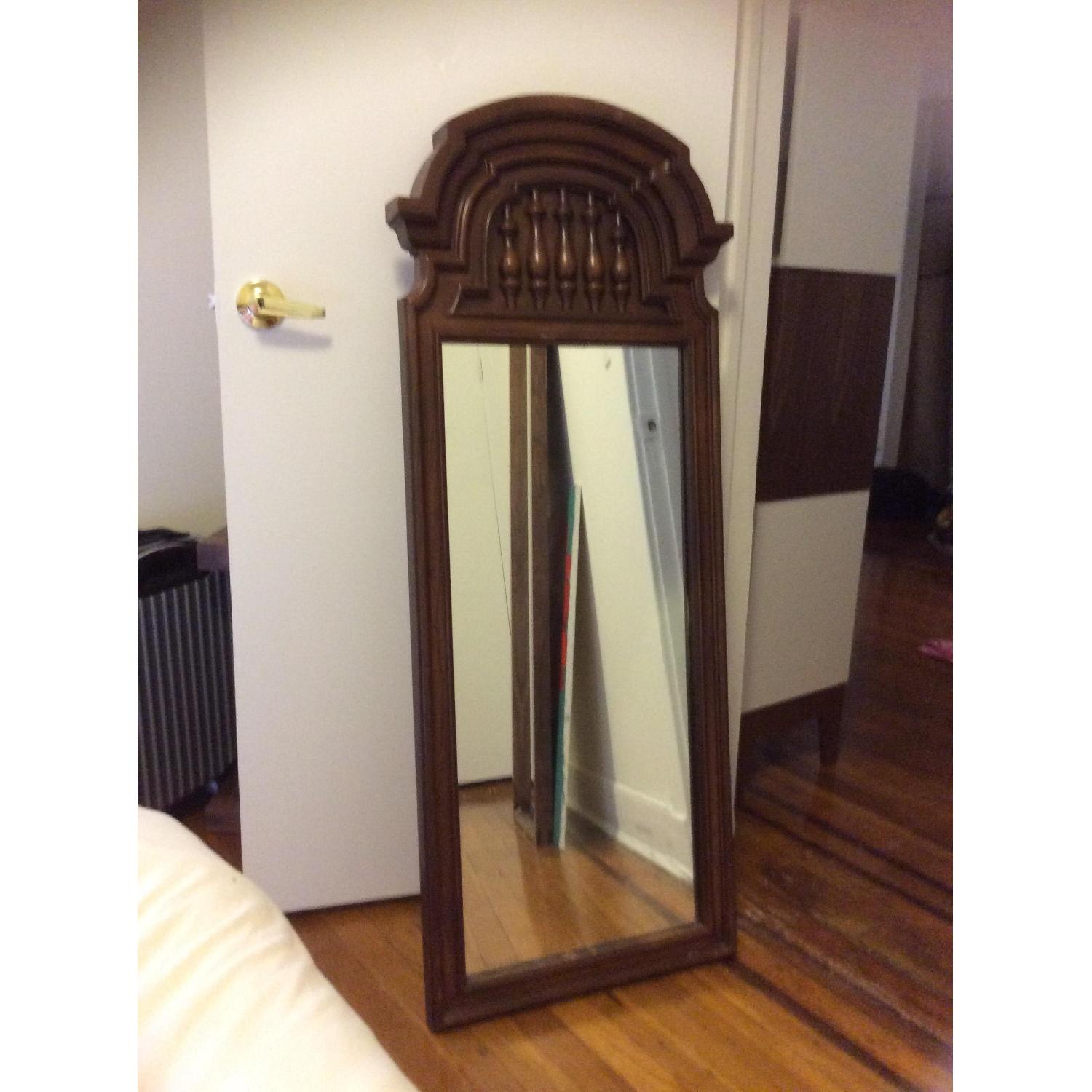 Ethan Allen Rectangular Brown Wooden Framed Mirror - image-1