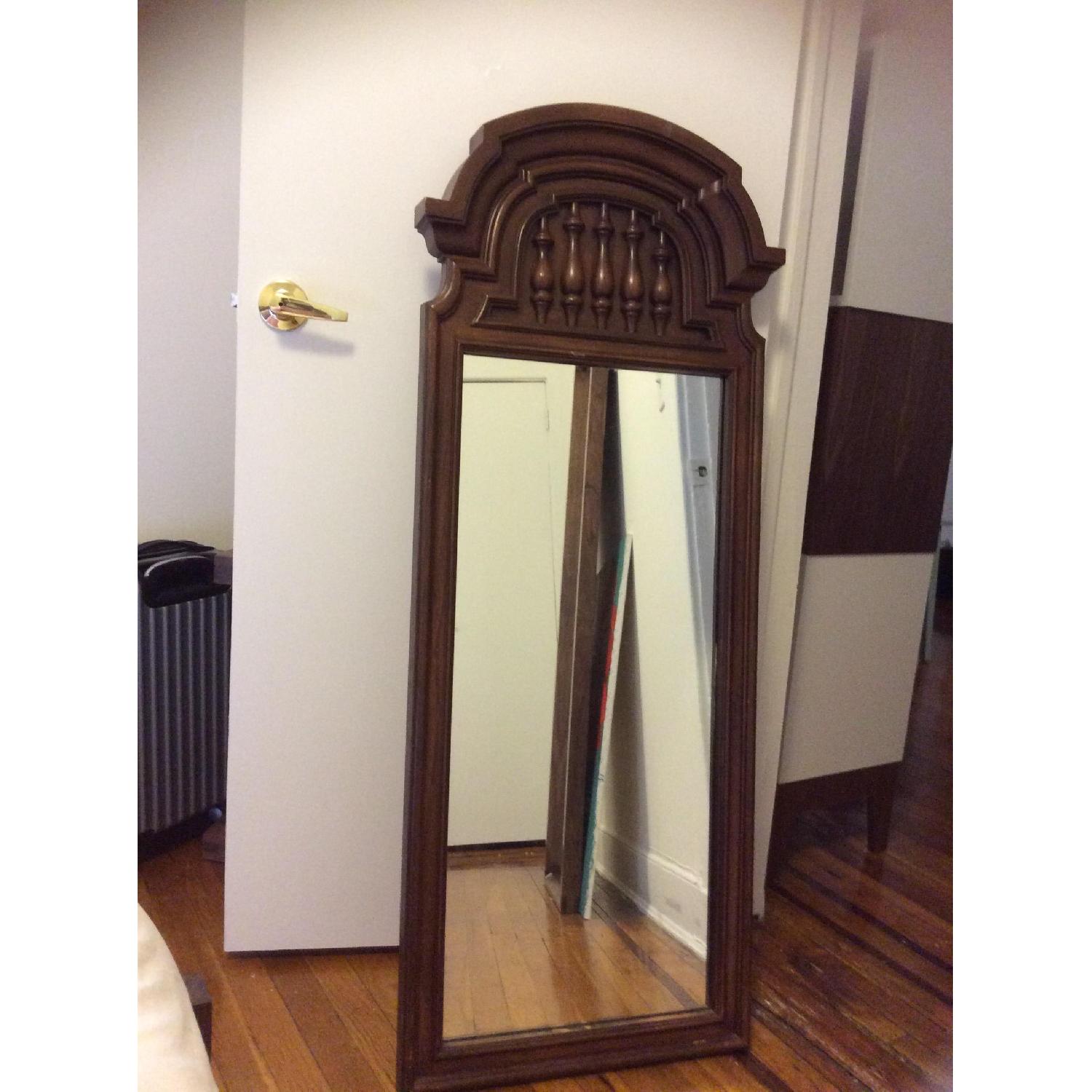 Ethan Allen Rectangular Brown Wooden Framed Mirror - image-2