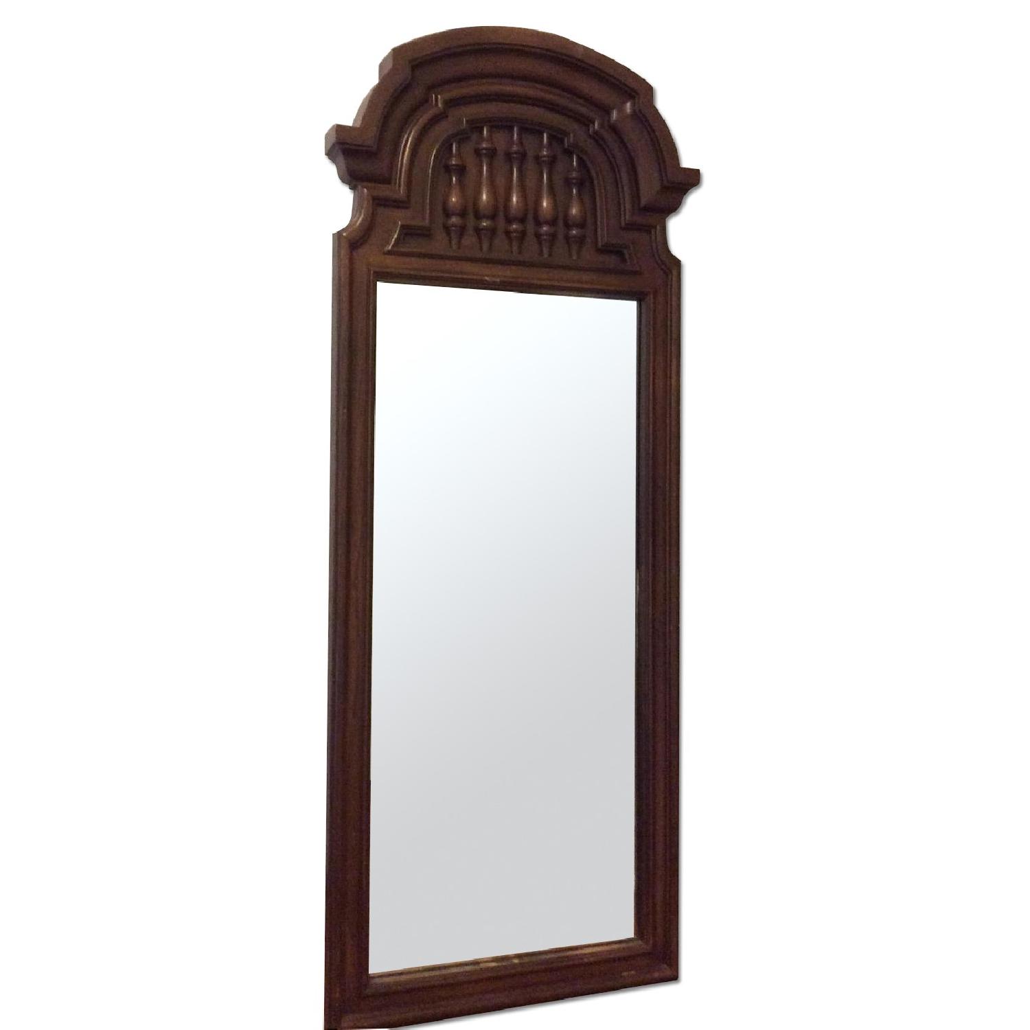 Ethan Allen Rectangular Brown Wooden Framed Mirror - image-0