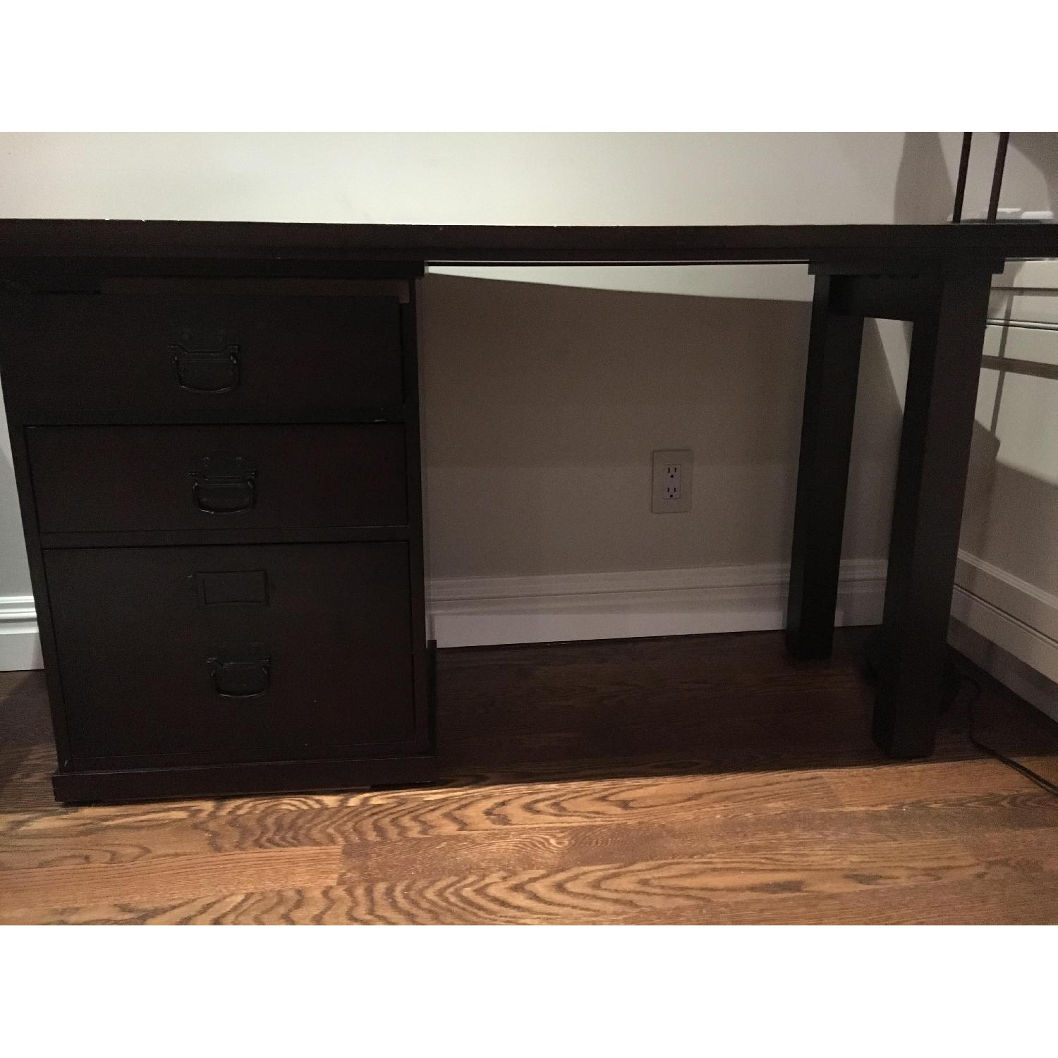 Pottery Barn Bedford Three Drawer Desk in Espresso - image-1
