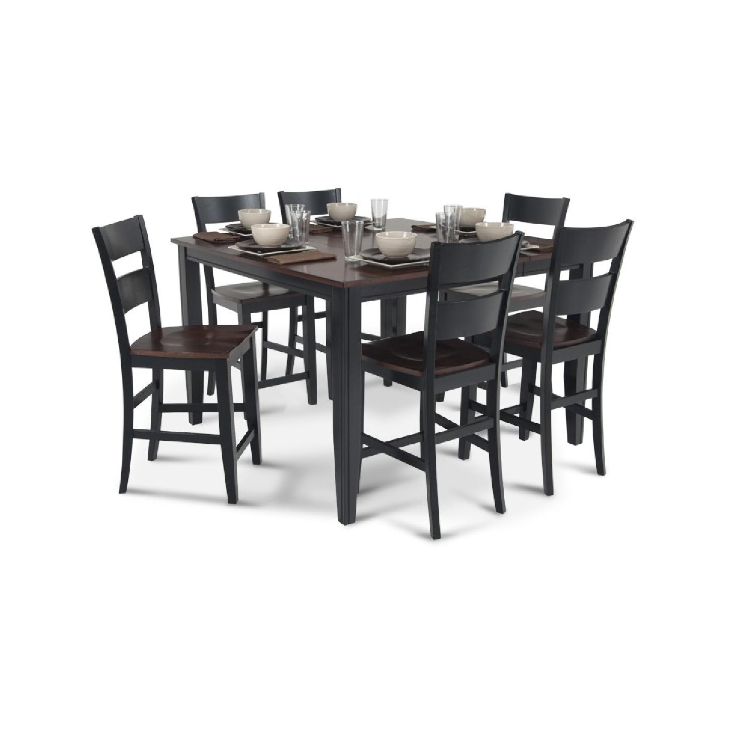 Bob's Cherry & Black Finish Pub Dining Table w/ 8 Chairs AptDeco