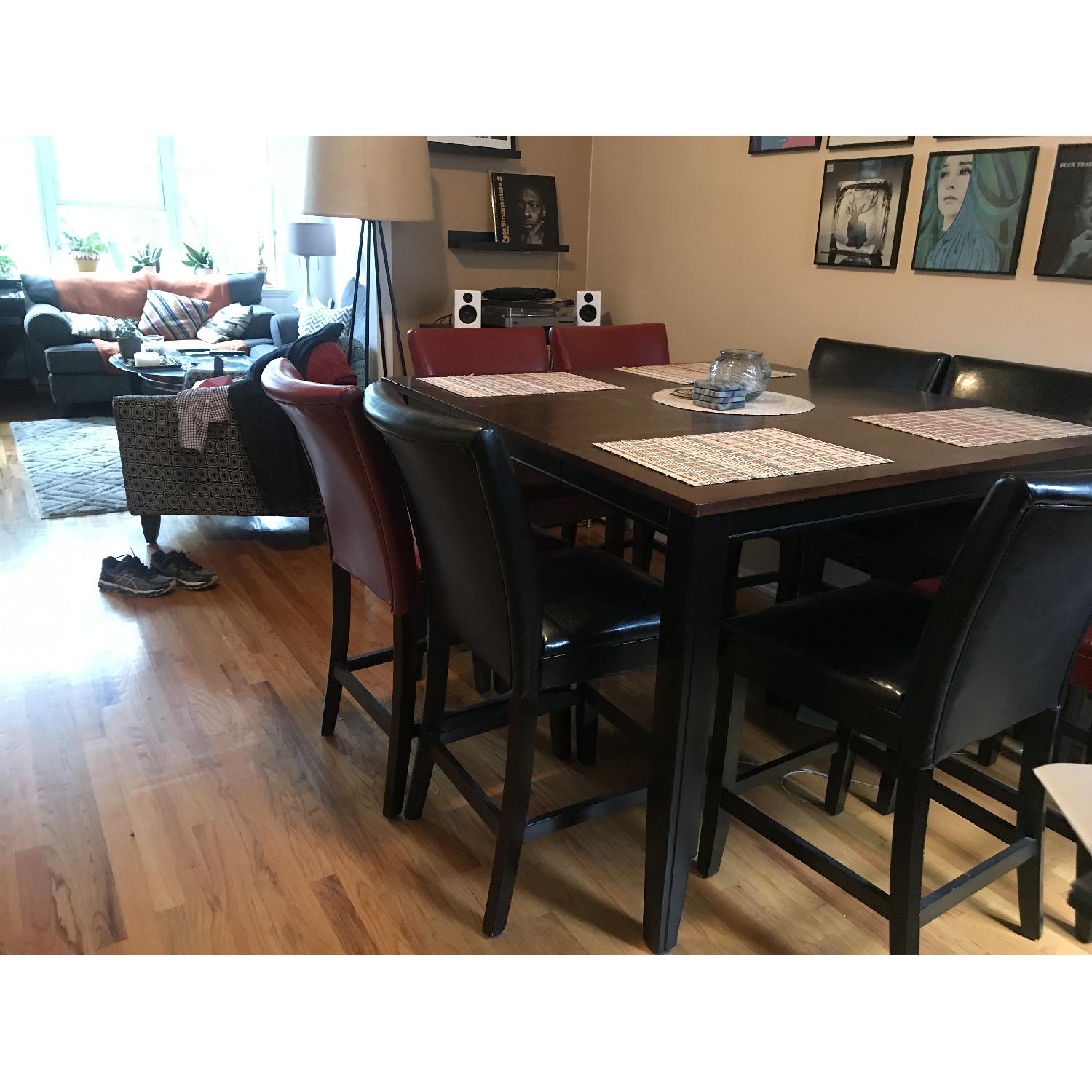 Bob's Cherry & Black Finish Pub Dining Table w/ 8 Chairs - image-4