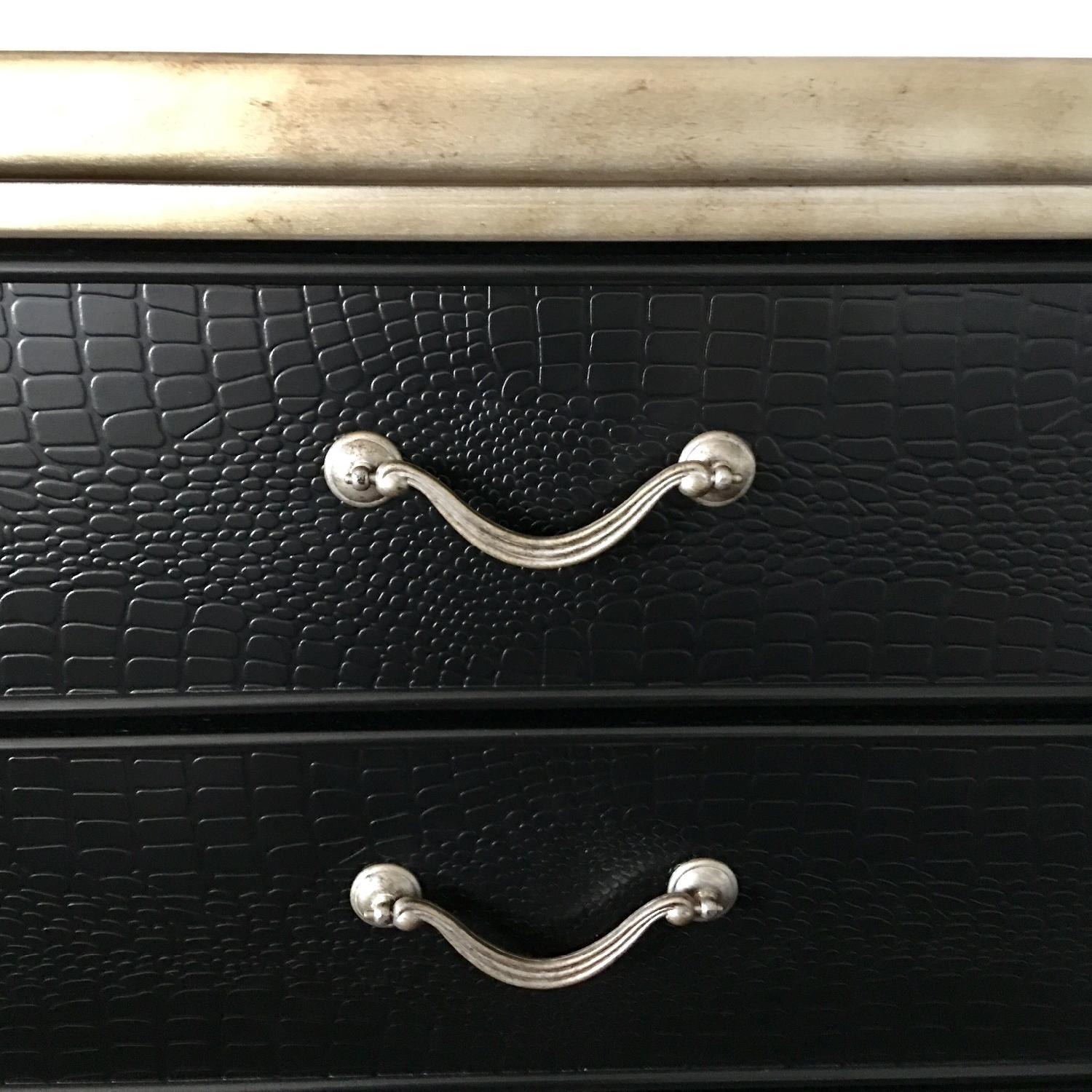 Wooden Dresser w/ Black Faux Croc & Gold Metallic Hardware - Thumbnail 2