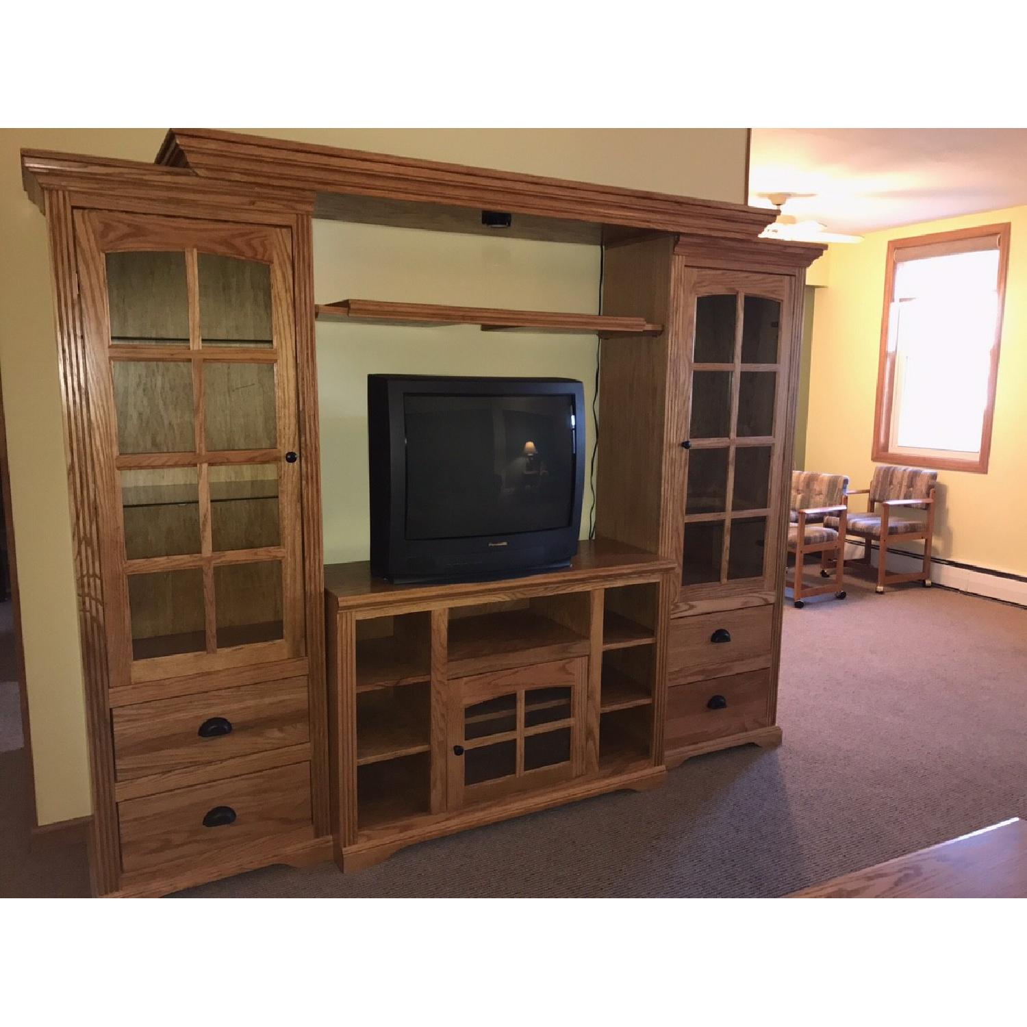 Solid Oak Entertainment Center AptDeco