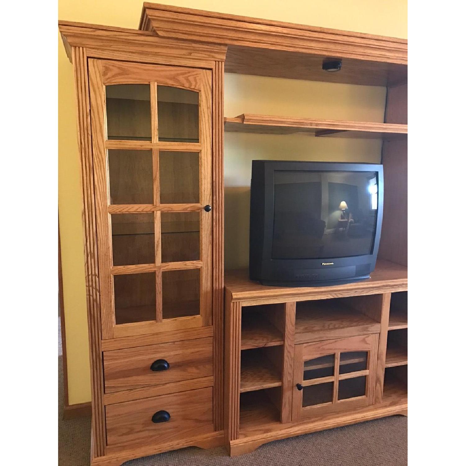 Solid Oak Entertainment Center AptDeco