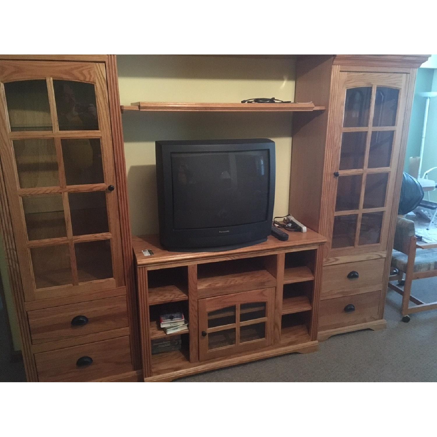 Solid Oak Entertainment Center AptDeco