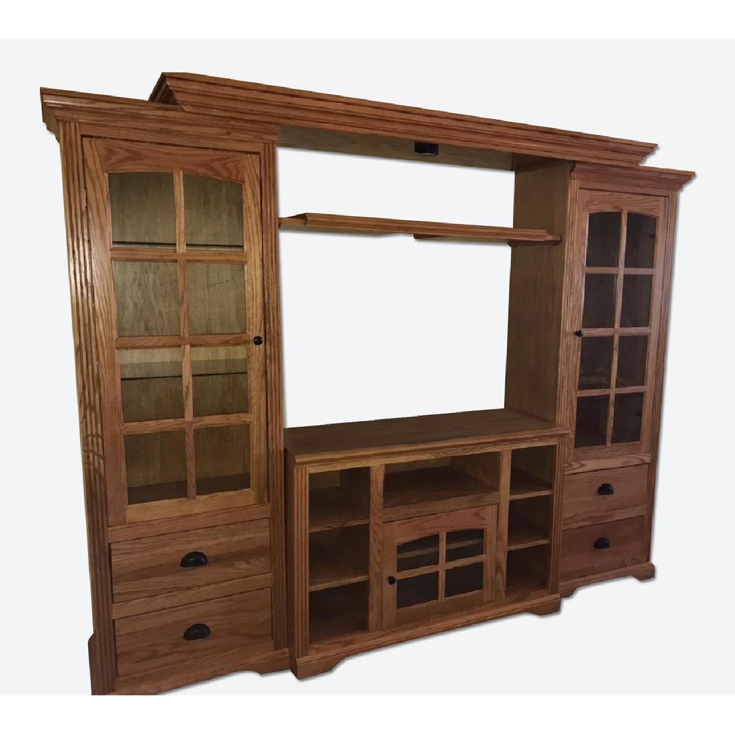 Solid Oak Entertainment Center AptDeco