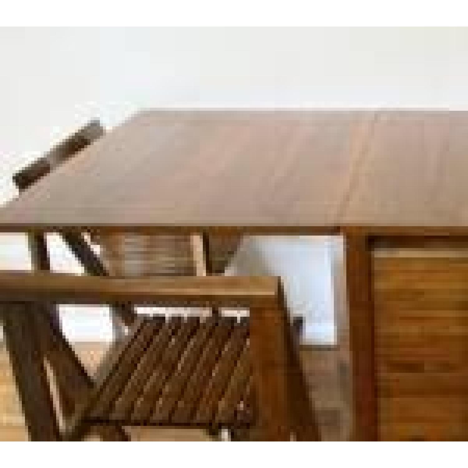 1960's Mid Century Modern Romanian Drop Leaf Hideaway Table w/ 4 Folding Chairs - image-3