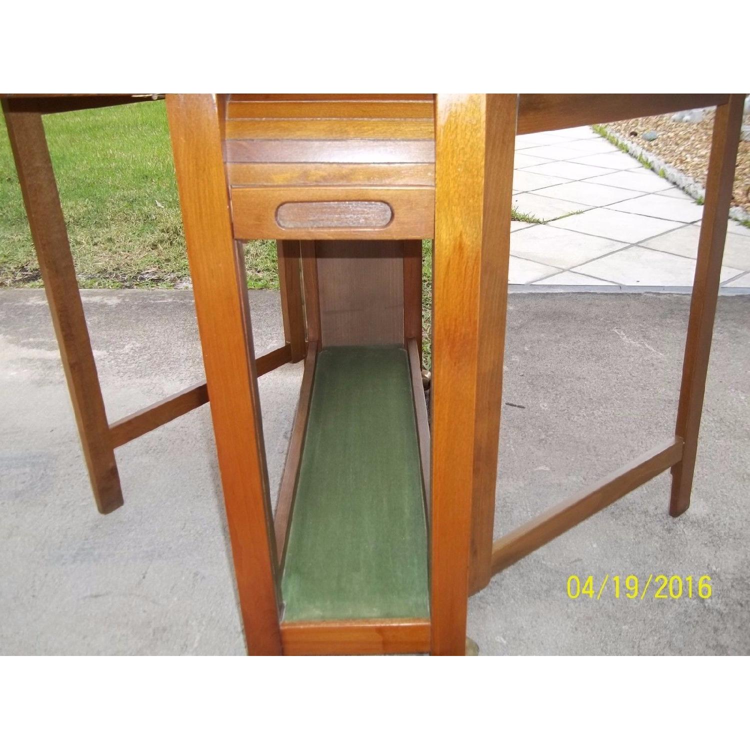 1960's Mid Century Modern Romanian Drop Leaf Hideaway Table w/ 4 Folding Chairs - image-5