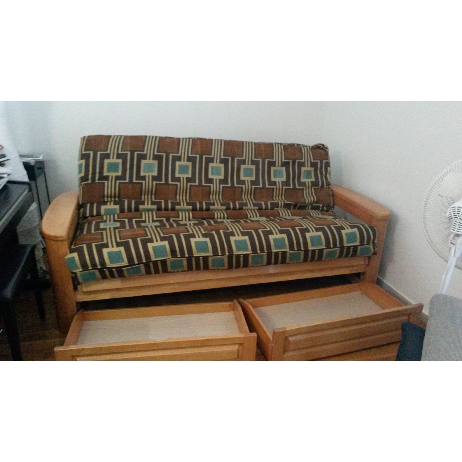 Wood Frame Sleeper Sofa w/ Storage - image-1