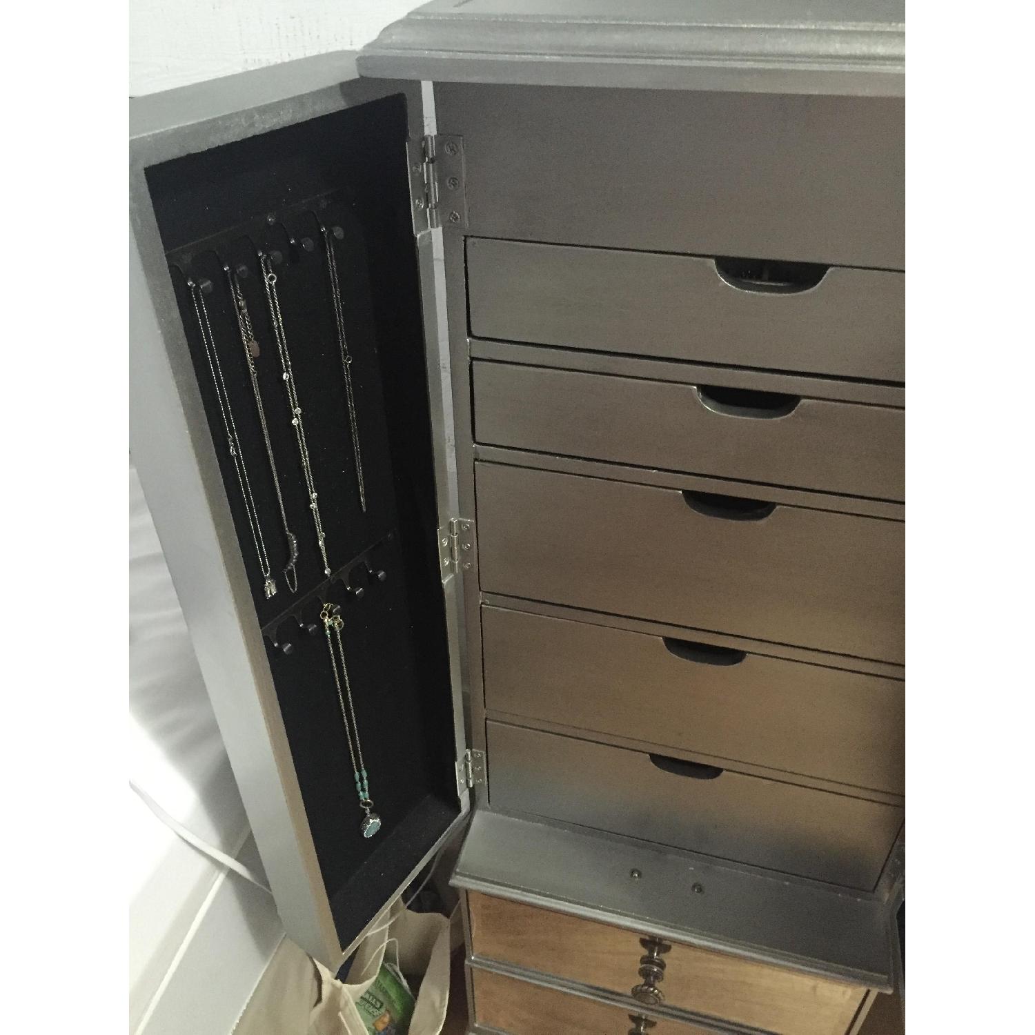 Pier 1 Hayworth Mirrored Jewelry Armoire in Silver AptDeco